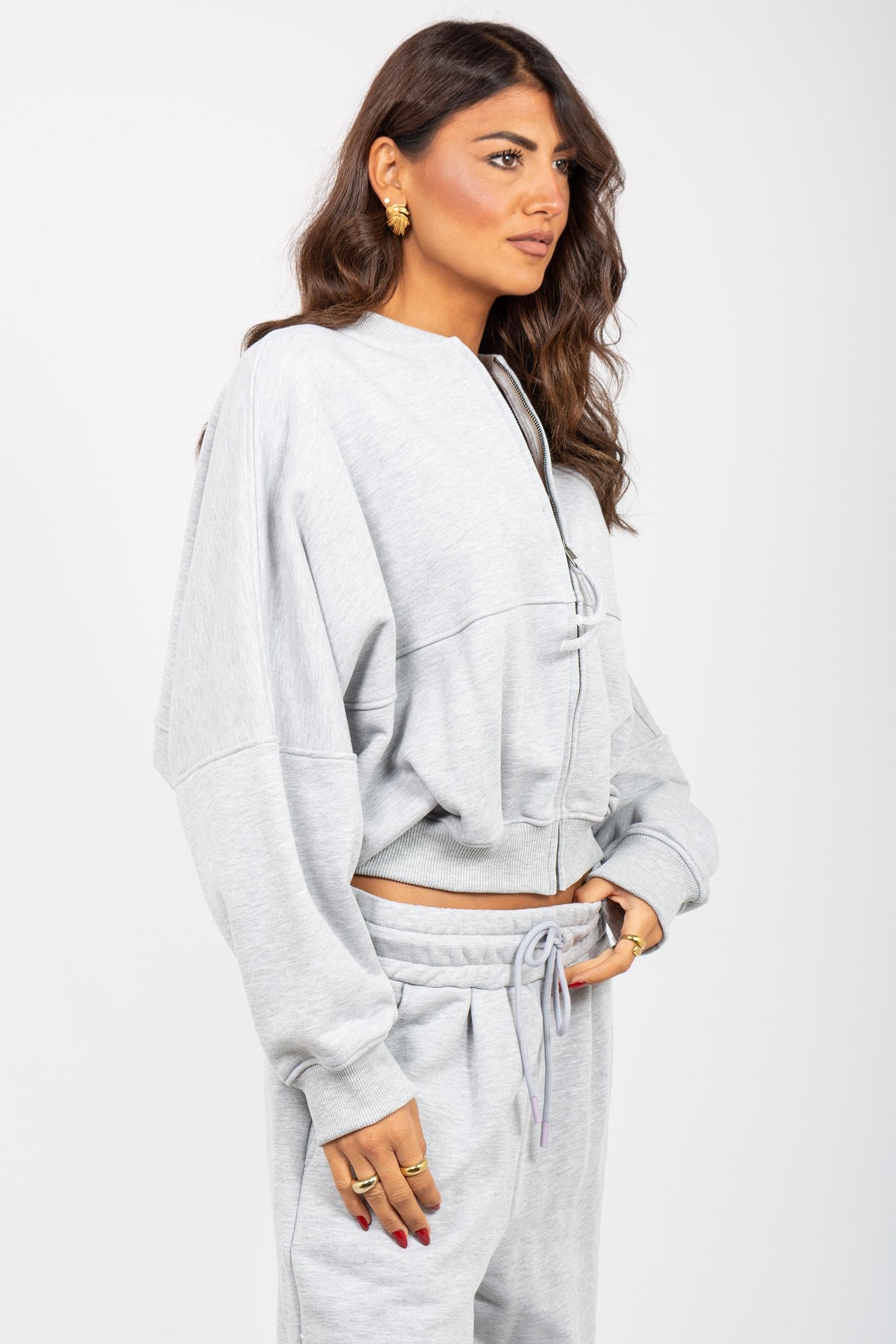 felpa con zip in cotone M1F0081 GRIGIO SOLOTRE 