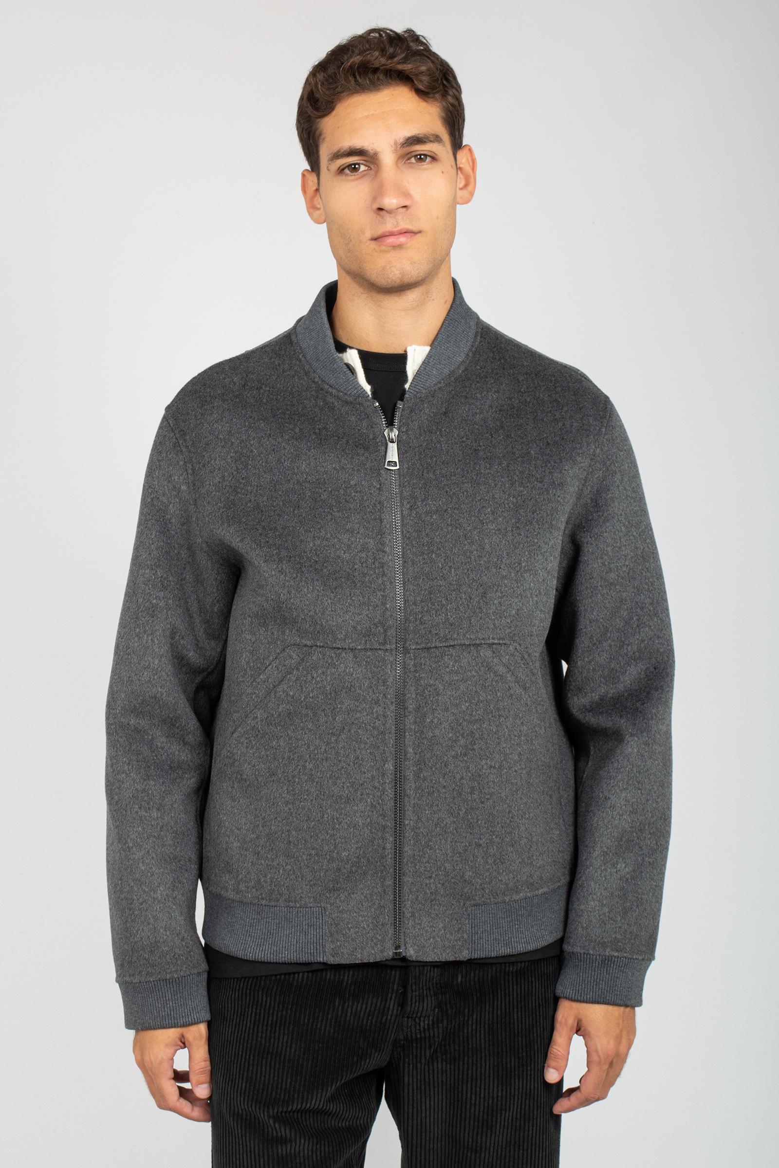 giacca con zip in panno di lana B6F0011 ANTRACITE AMARANTO 