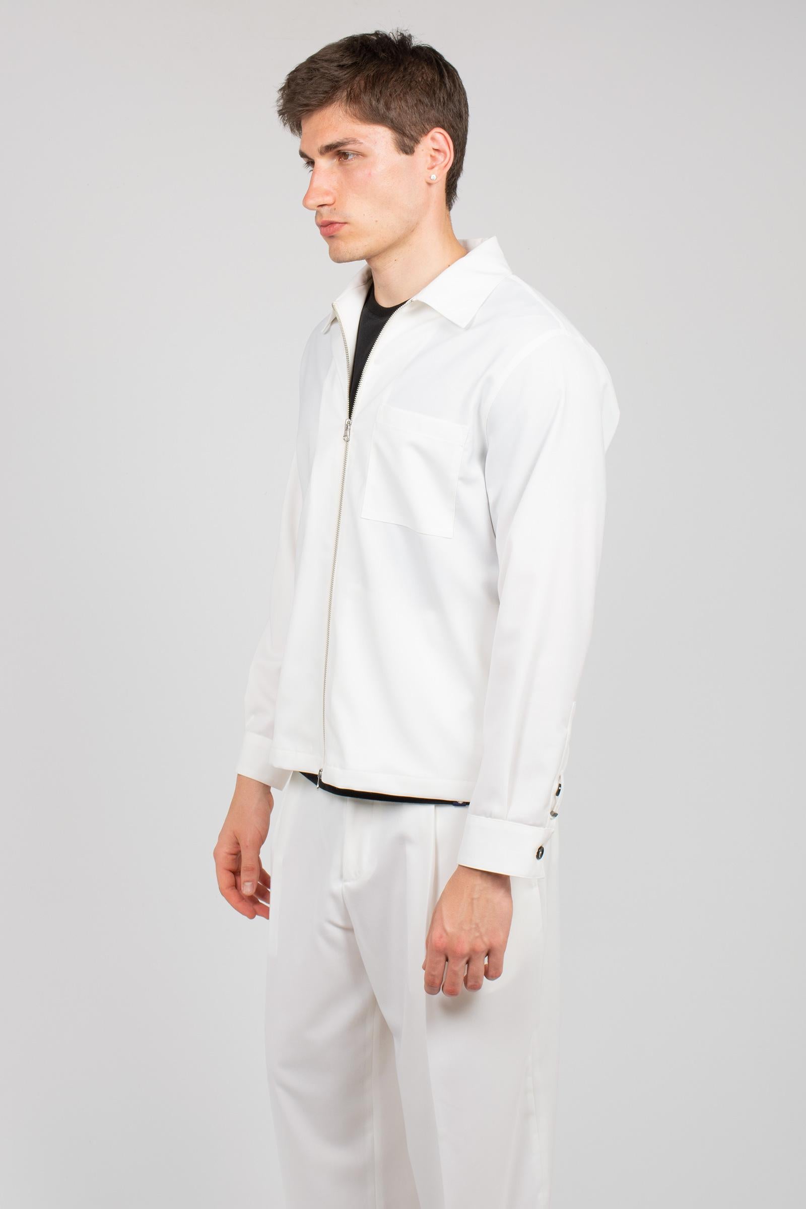 giacca in fresco lana con zip 'leroy' LEROYZIPSMPS26 BIANCO BE ABLE 