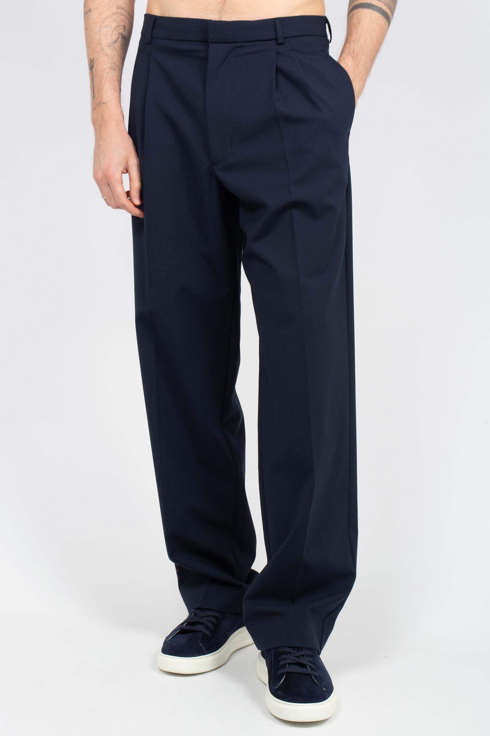 pantalone in misto lana B6AB0041 BLUE AMARANTO 