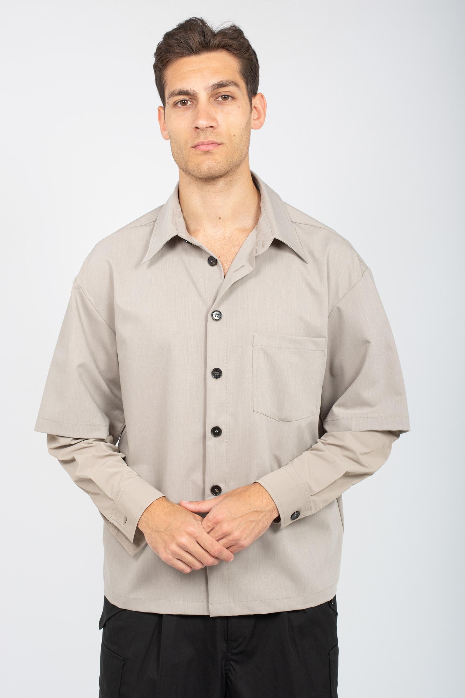 camicia con doppia manica 8158C492 BEIGE C93 