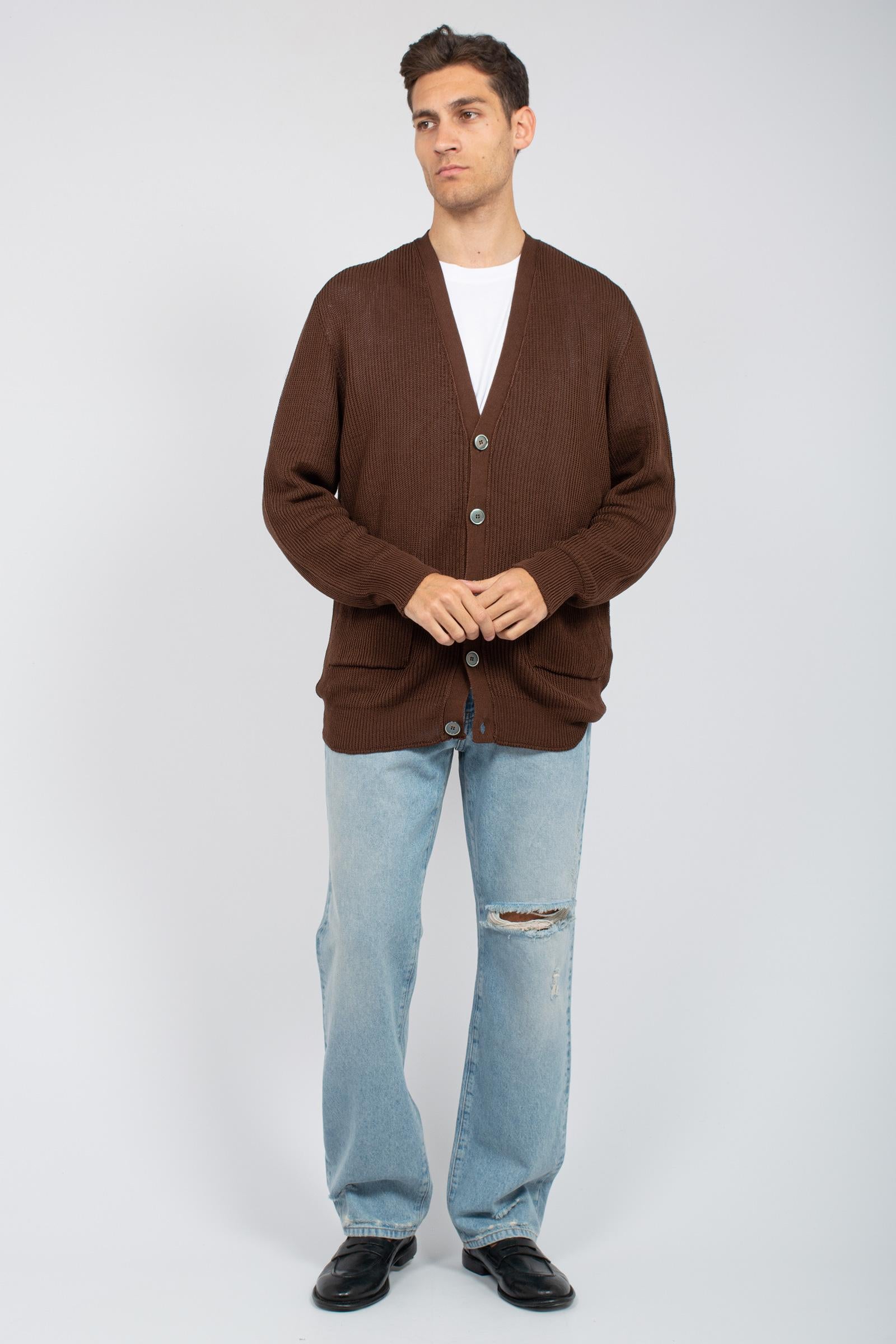 cardigan in cotone B9D0010D MARRONE AMARANTO 