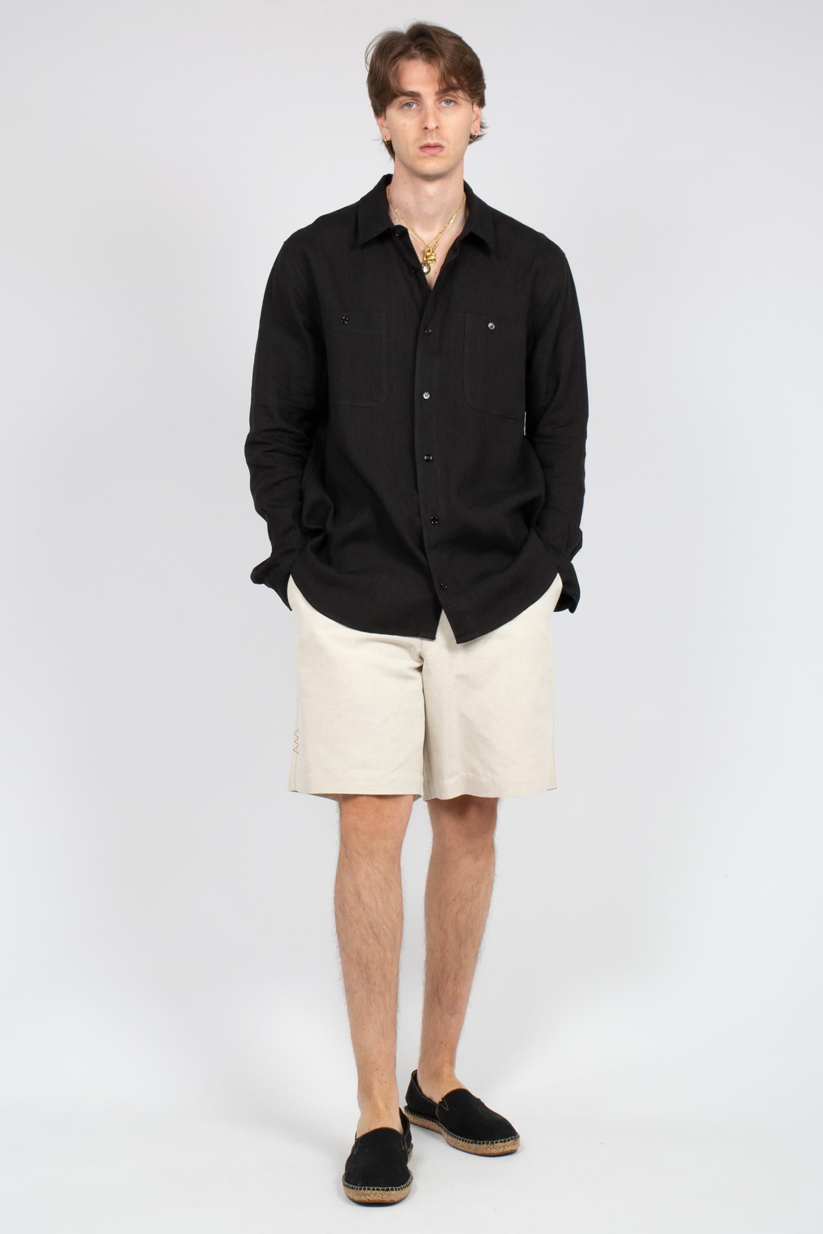 bermuda in misto cotone e lino B6AB0028 NATURALE AMARANTO 