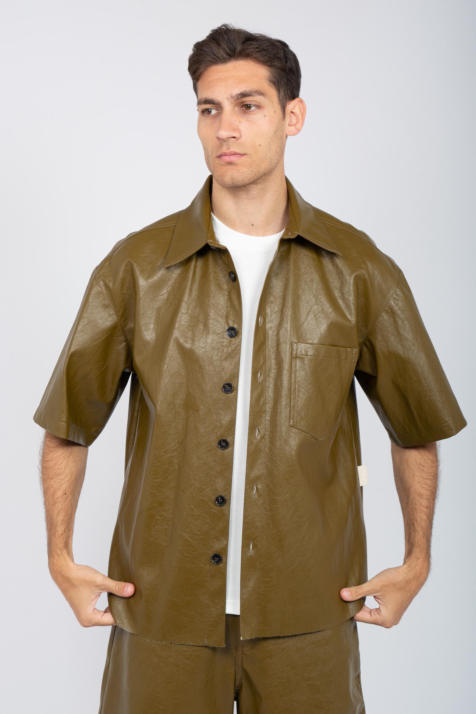 camicia in ecopelle 8162C533 OLIVE C93 