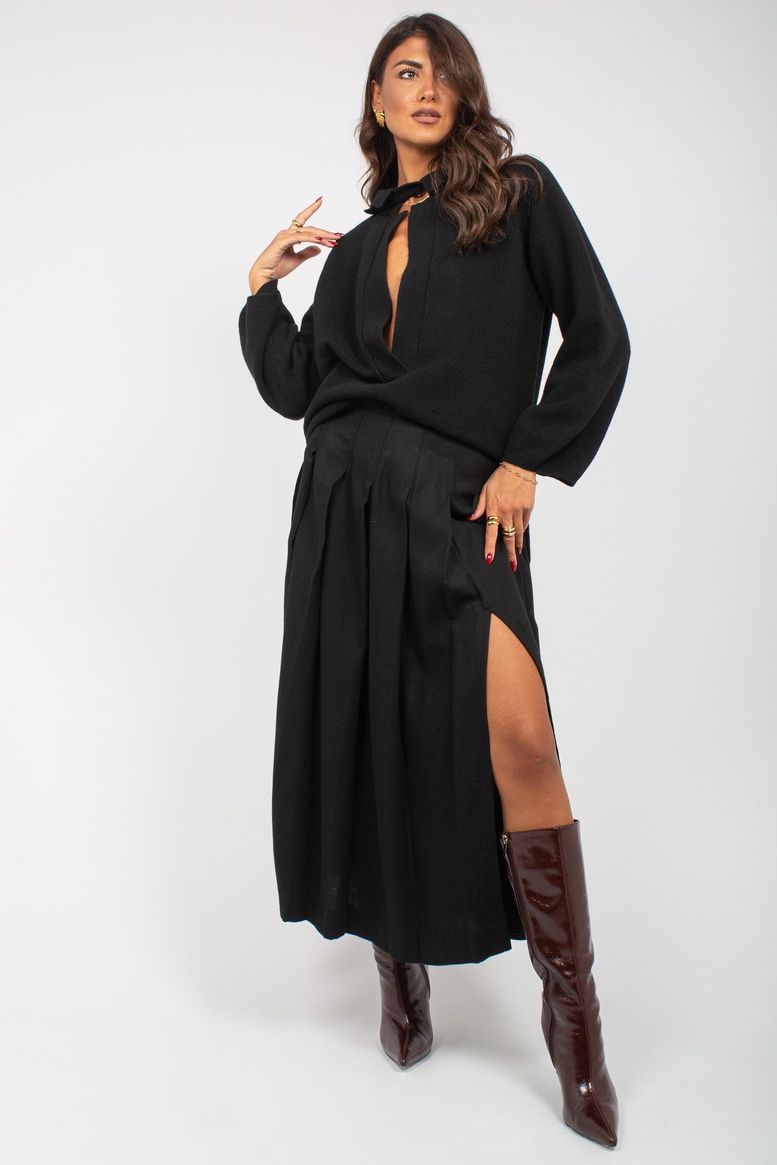 polo oversize in lana M3F0040 NERO SOLOTRE 