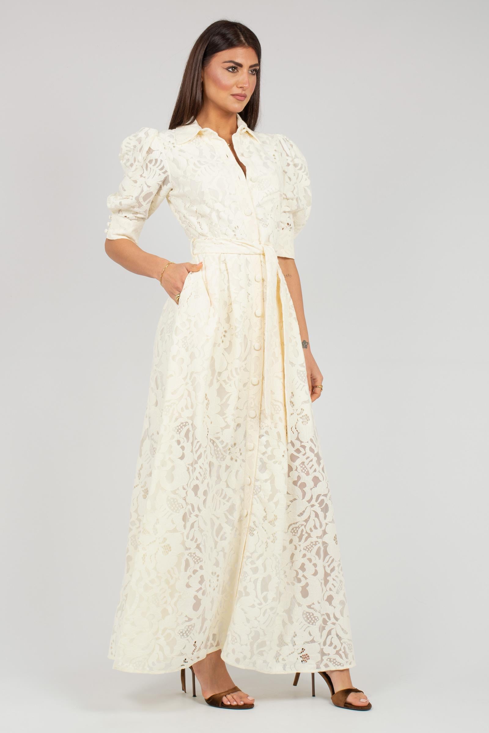 abito chemisier in pizzo AB4128ART16200 WHITE ACTUALEE 