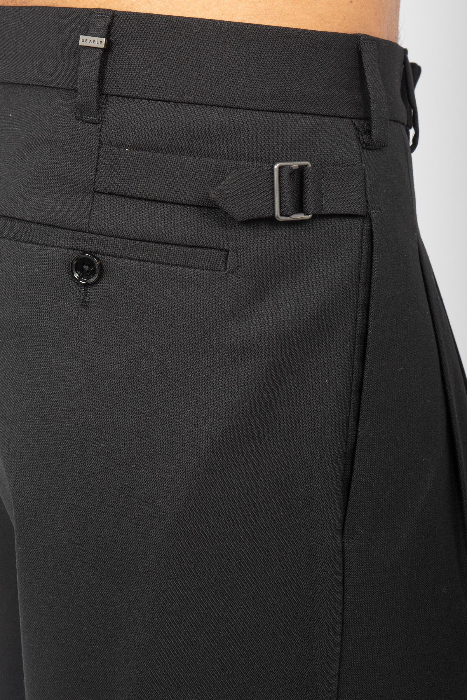 pantalone wide leg in misto lana vergine 'mat' MATWBS NERO BE ABLE 