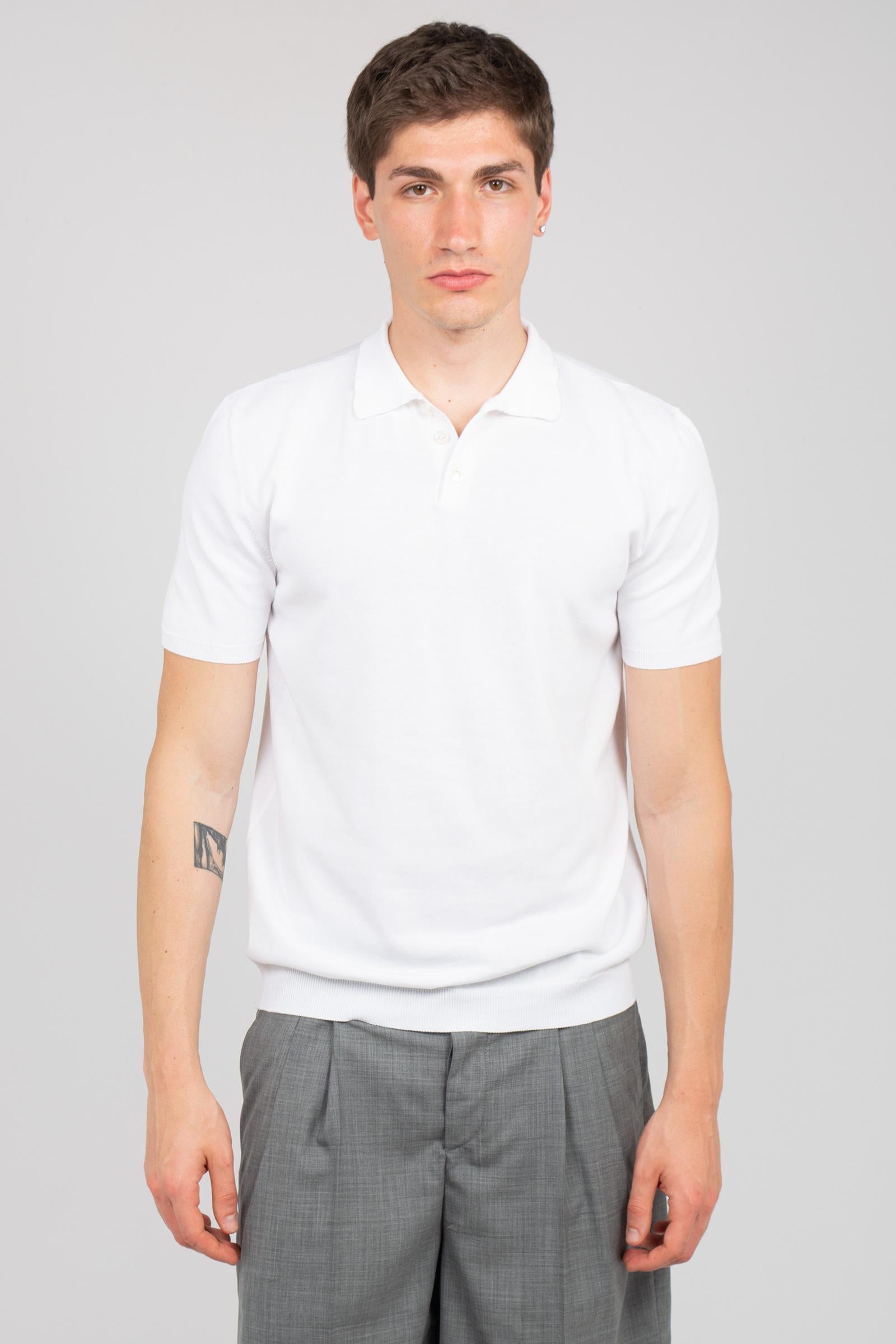 polo in cotone B9AB0051 BIANCO AMARANTO 