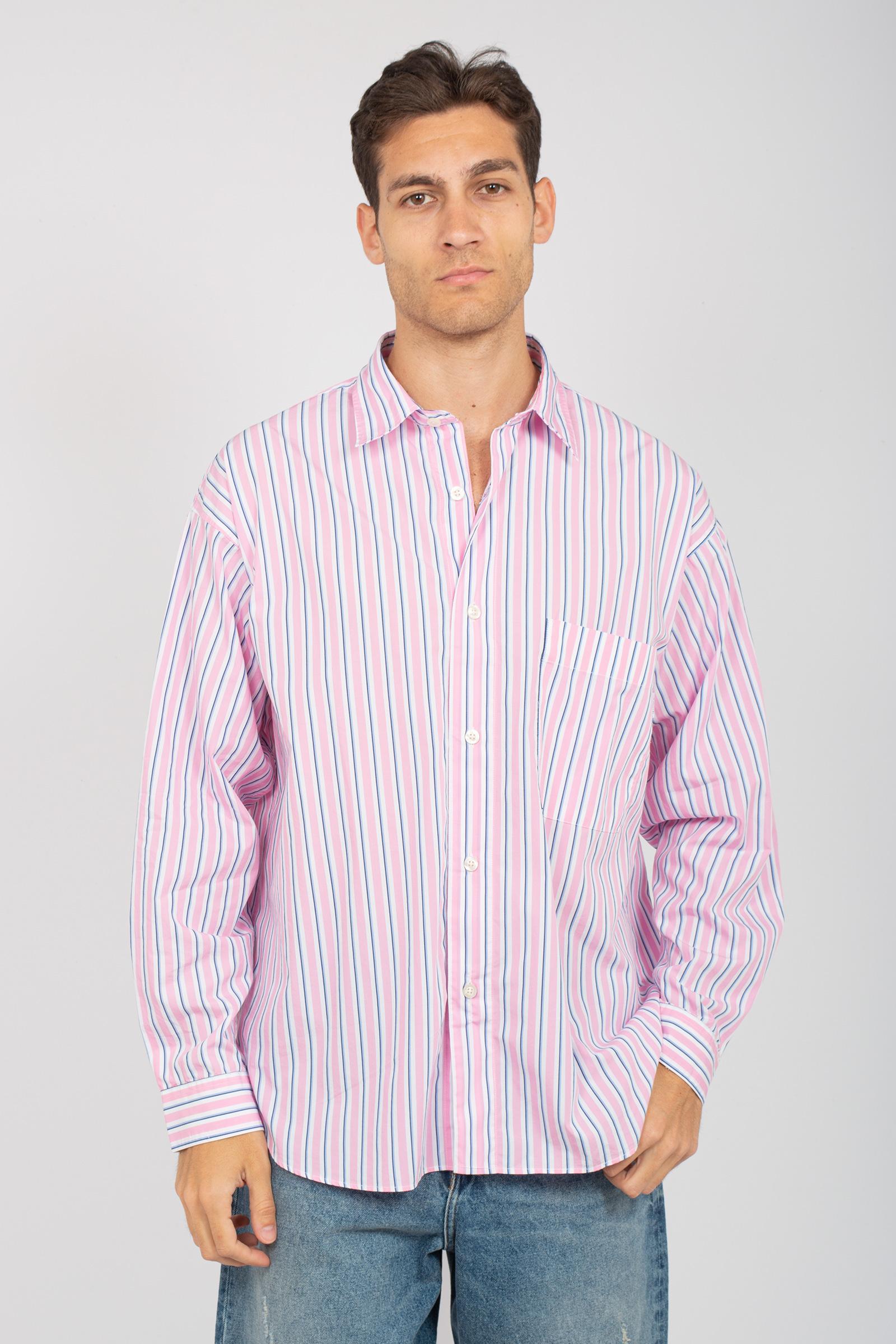 camicia in popeline a righe 'dropped' AMU108CL000124 C0078 AMISH 