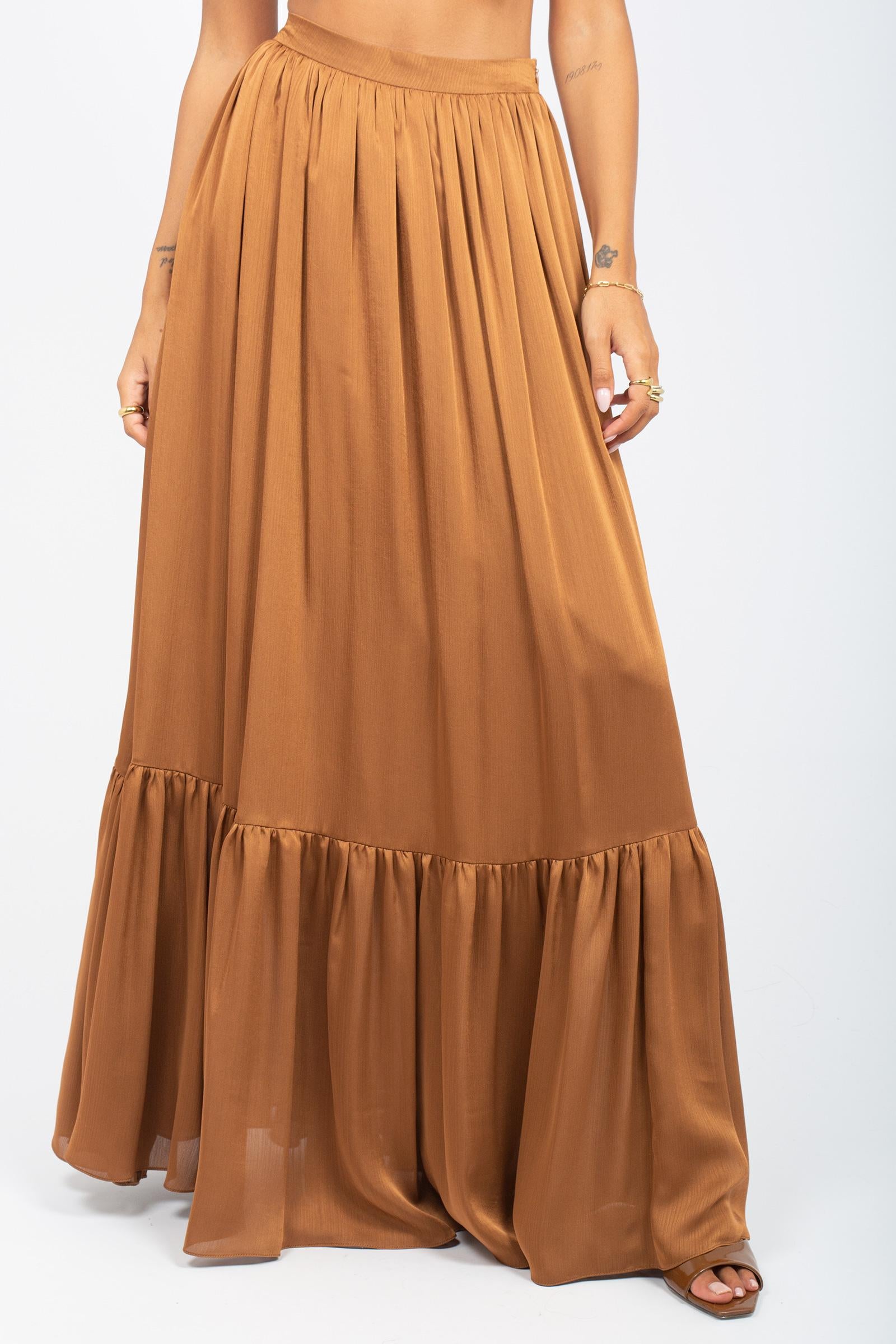 gonna lunga con balza GO3537ART15106 CHOCOLAT ACTUALEE 