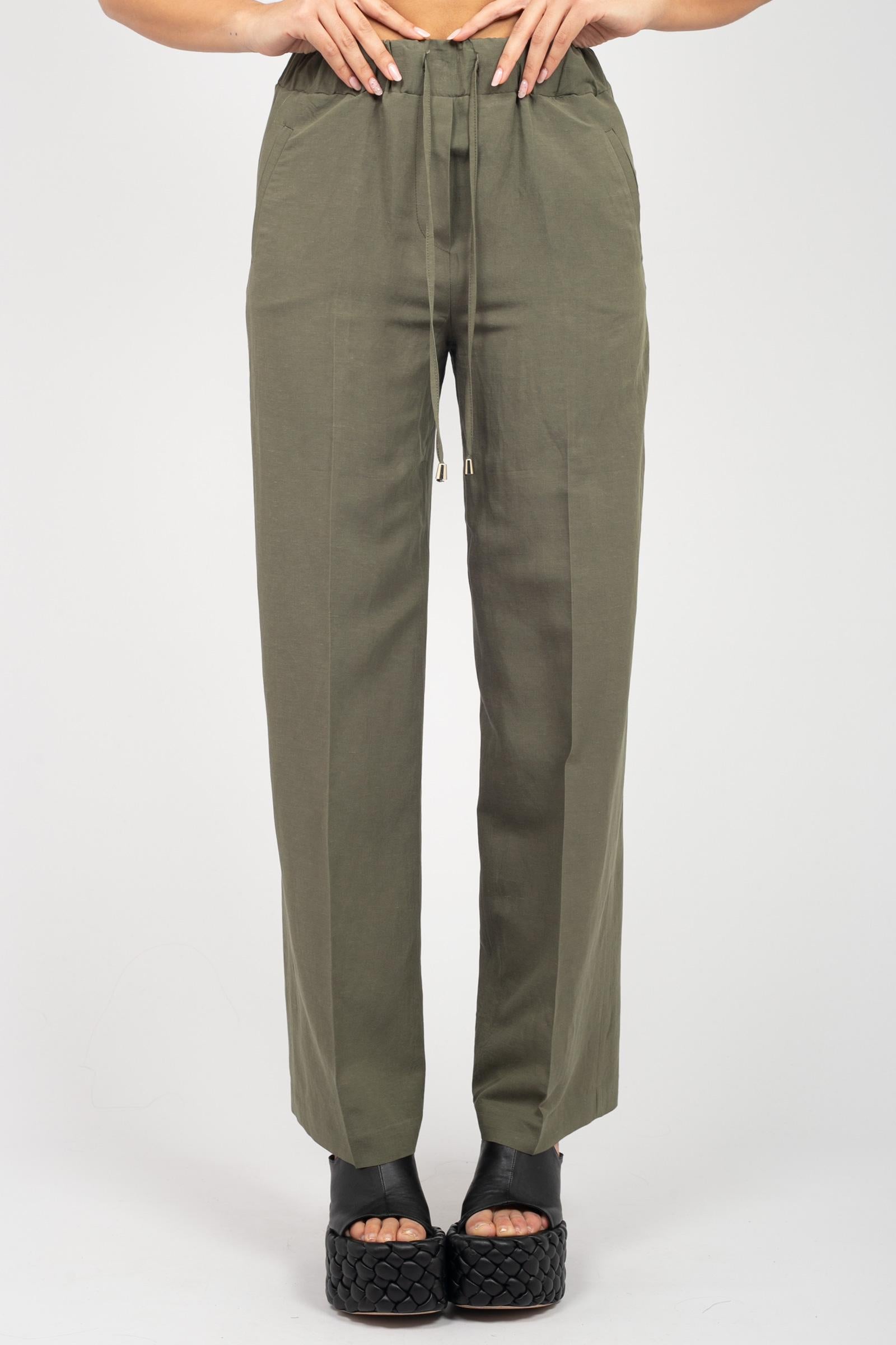 pantalone in misto lino e viscosa P827LINOVISC VERDE SANGERMANO 