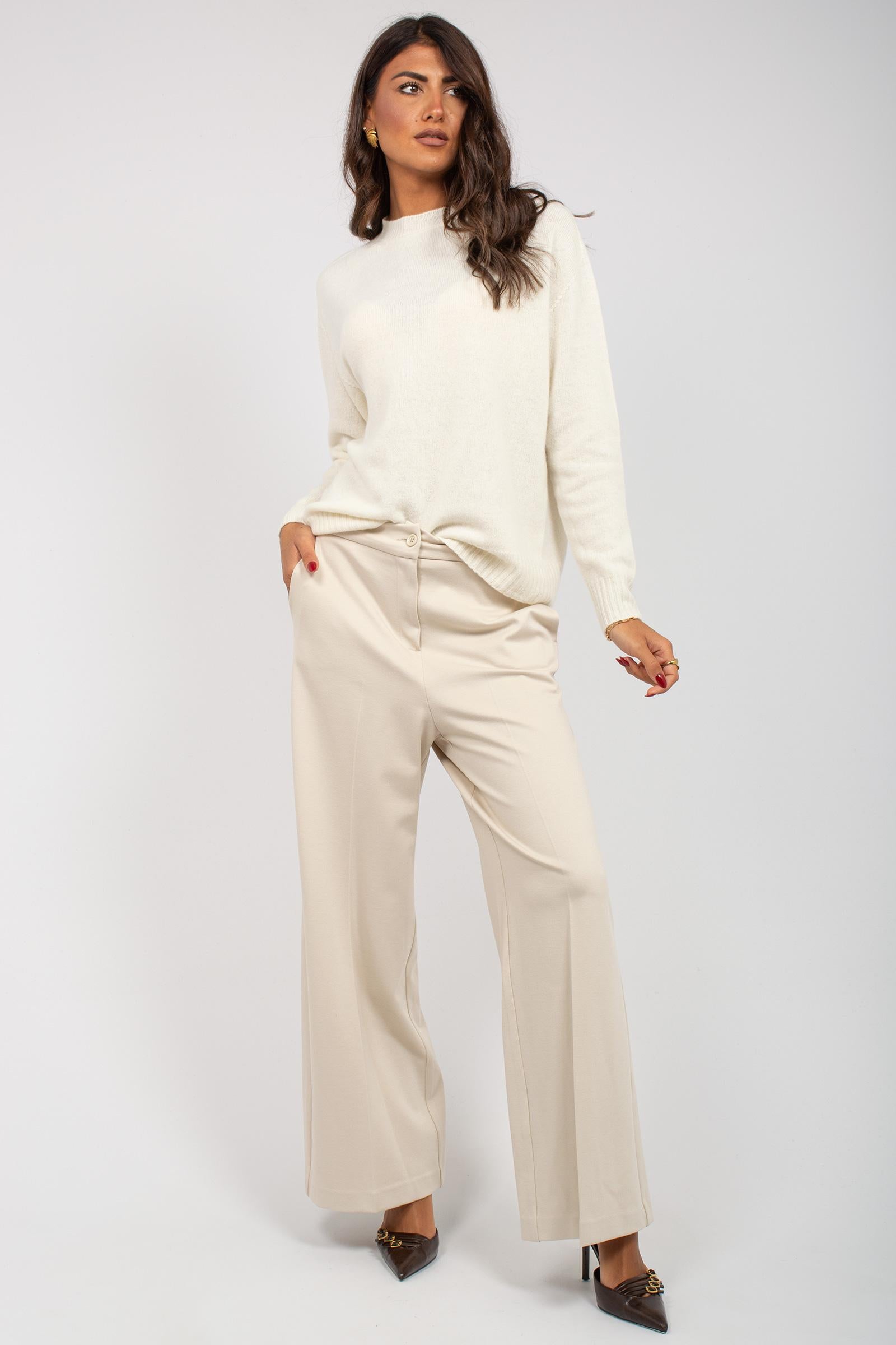 girocollo in lana e cashmere M3F0021 BIANCO SOLOTRE 