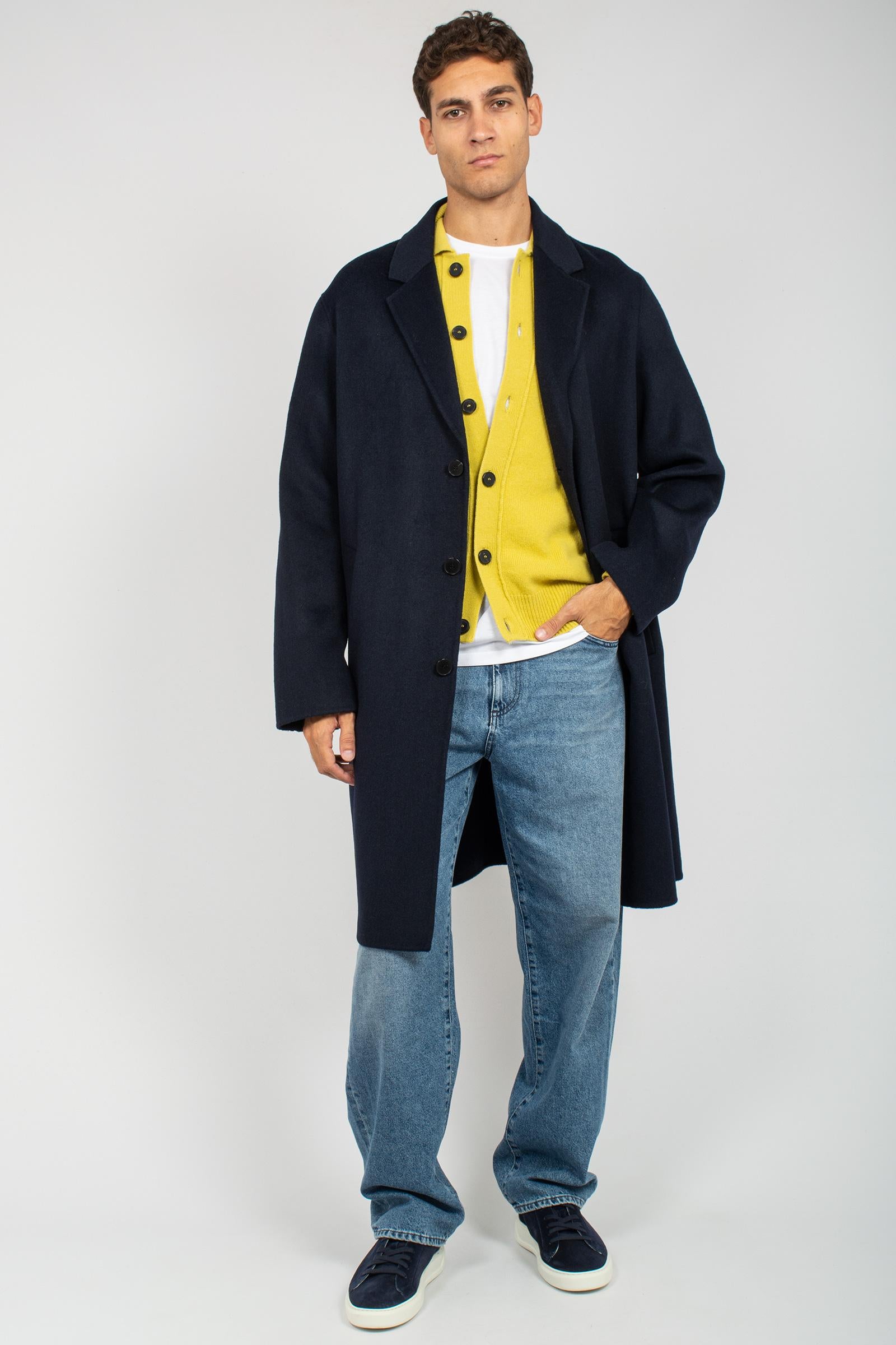 cappotto oversize in panno di lana B6F0022 NAVY AMARANTO 