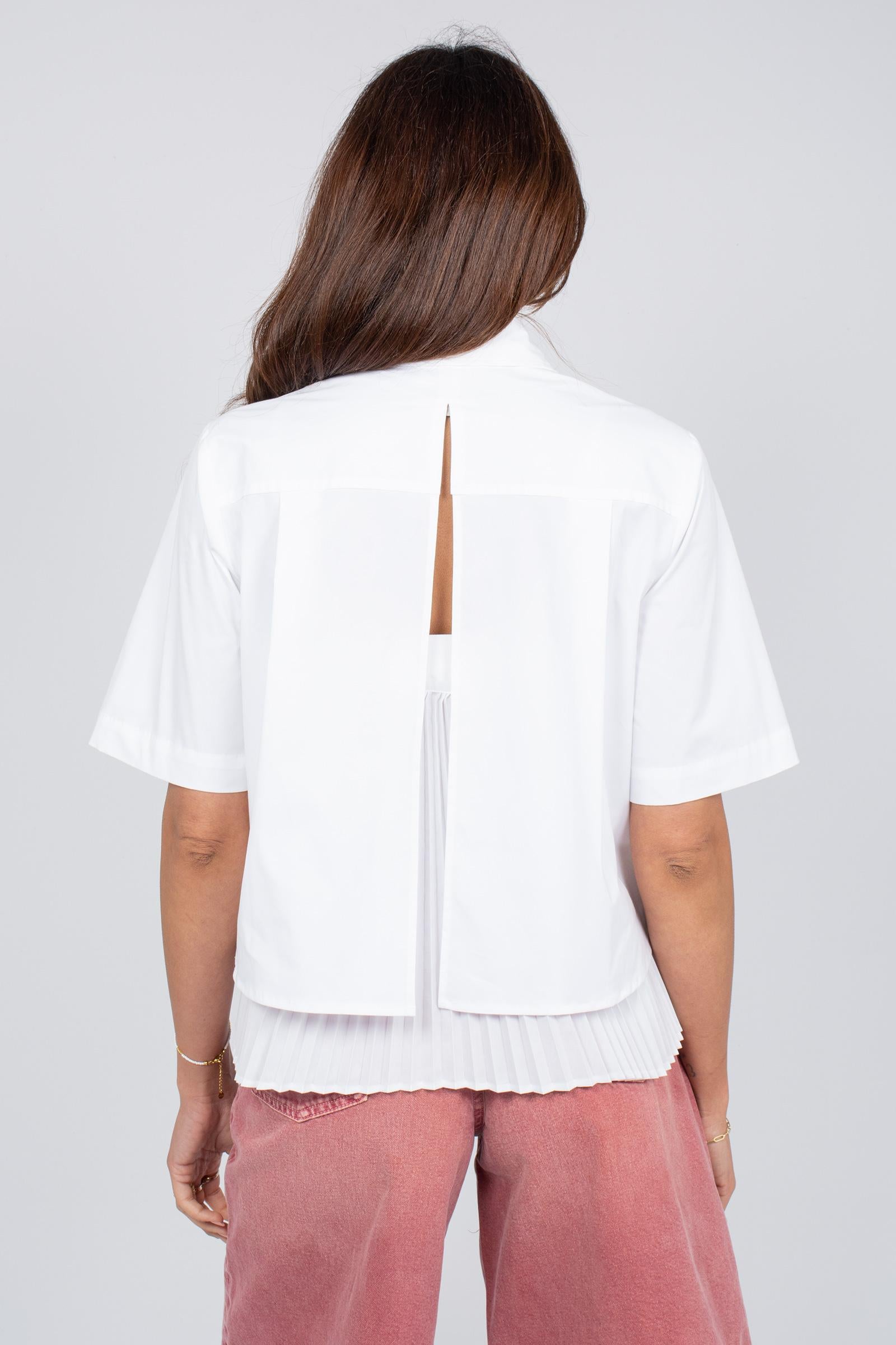 camicia in cotone e plisse 'dominga' Y6SK07 A09 SEMICOUTURE 