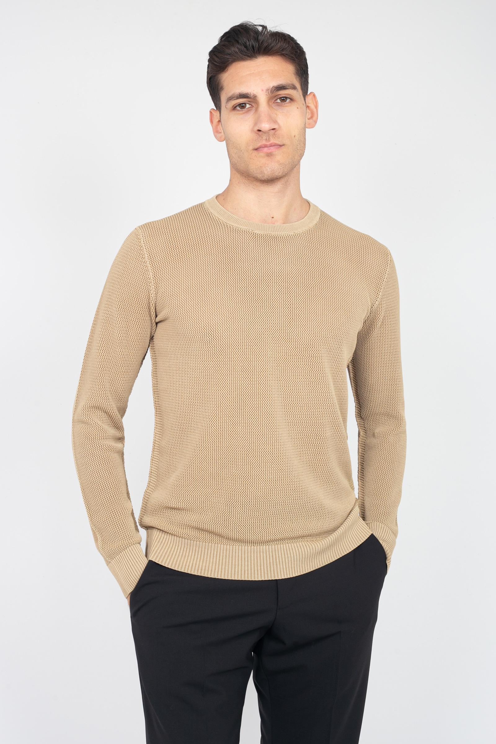 Girocollo in cotone effetto rete RB12101 05 ROBERTO COLLINA 