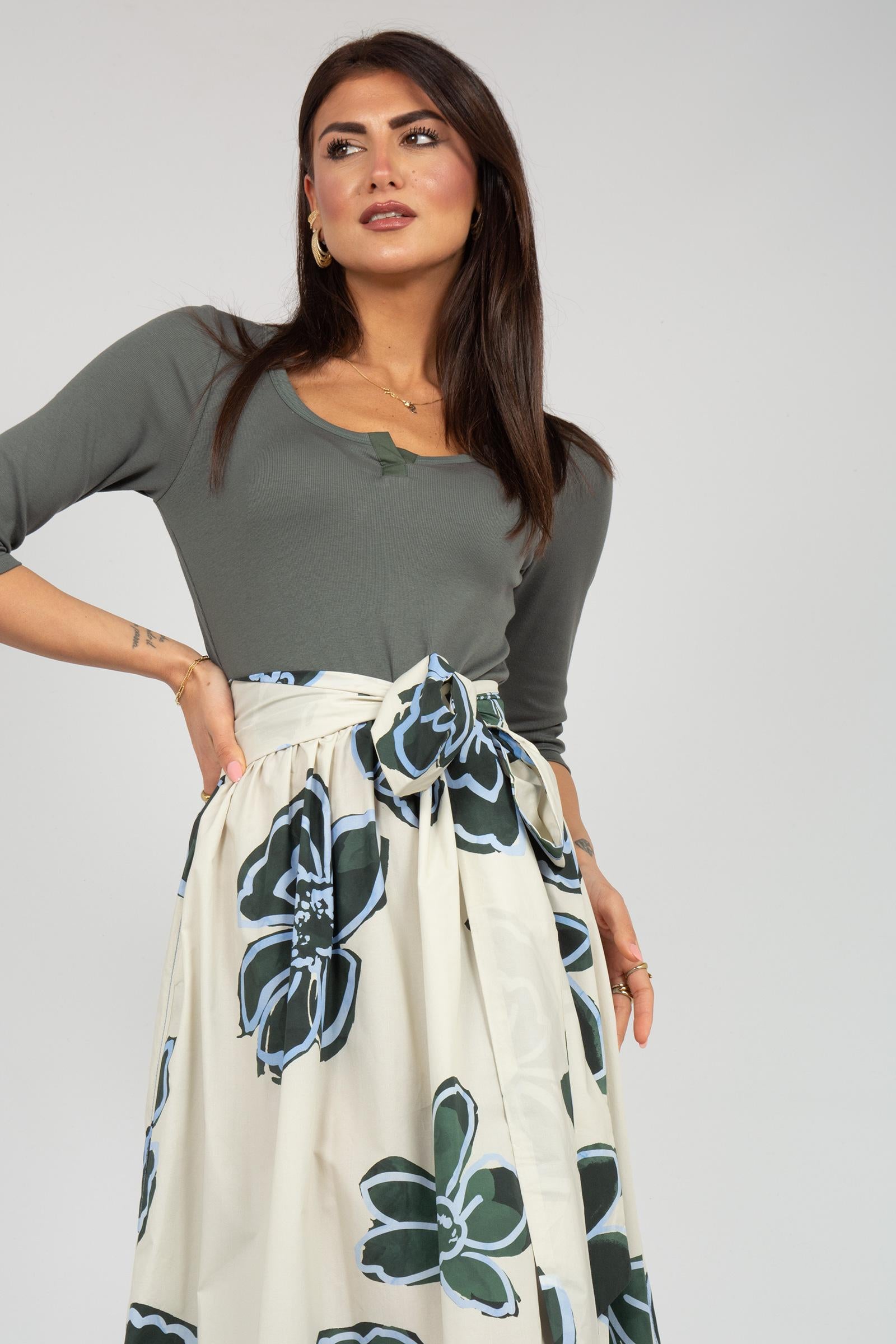 abito in cotone stampato S7399V9590 428 ROSSO 35 