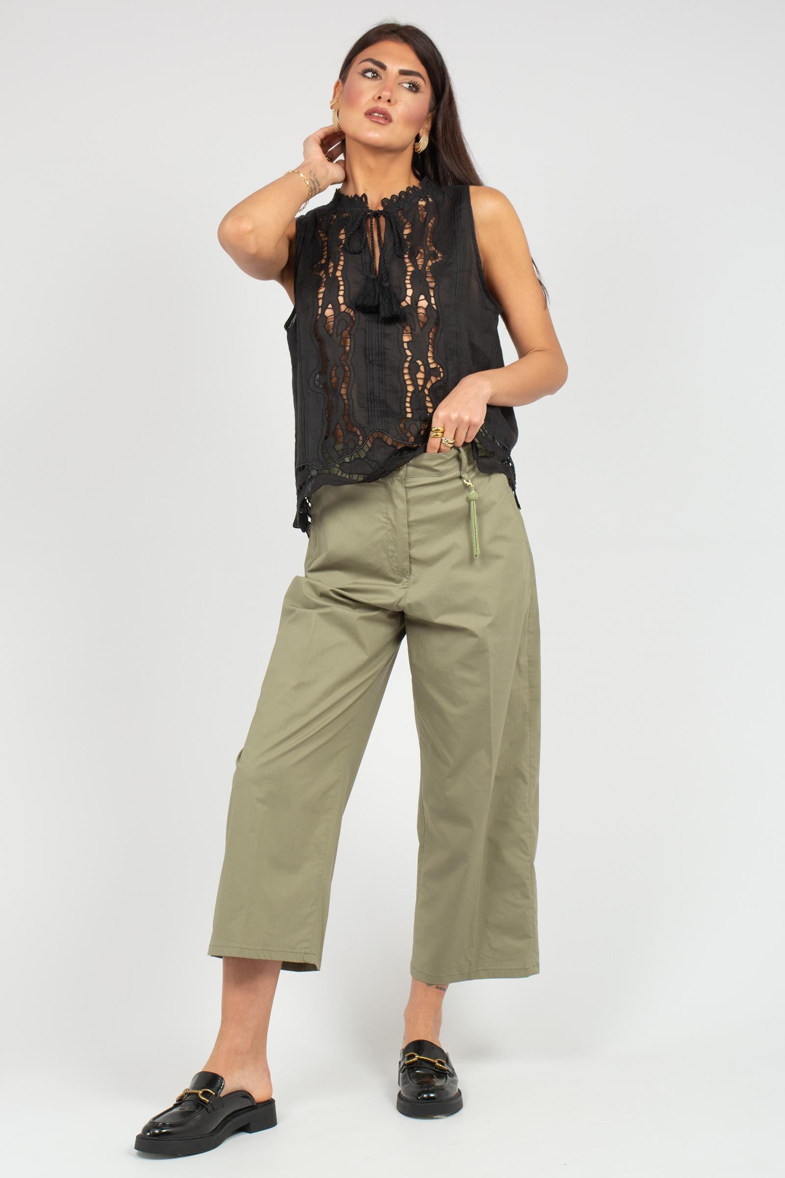 top in ramie ricamato TO019850300055 999 SEVENTY 