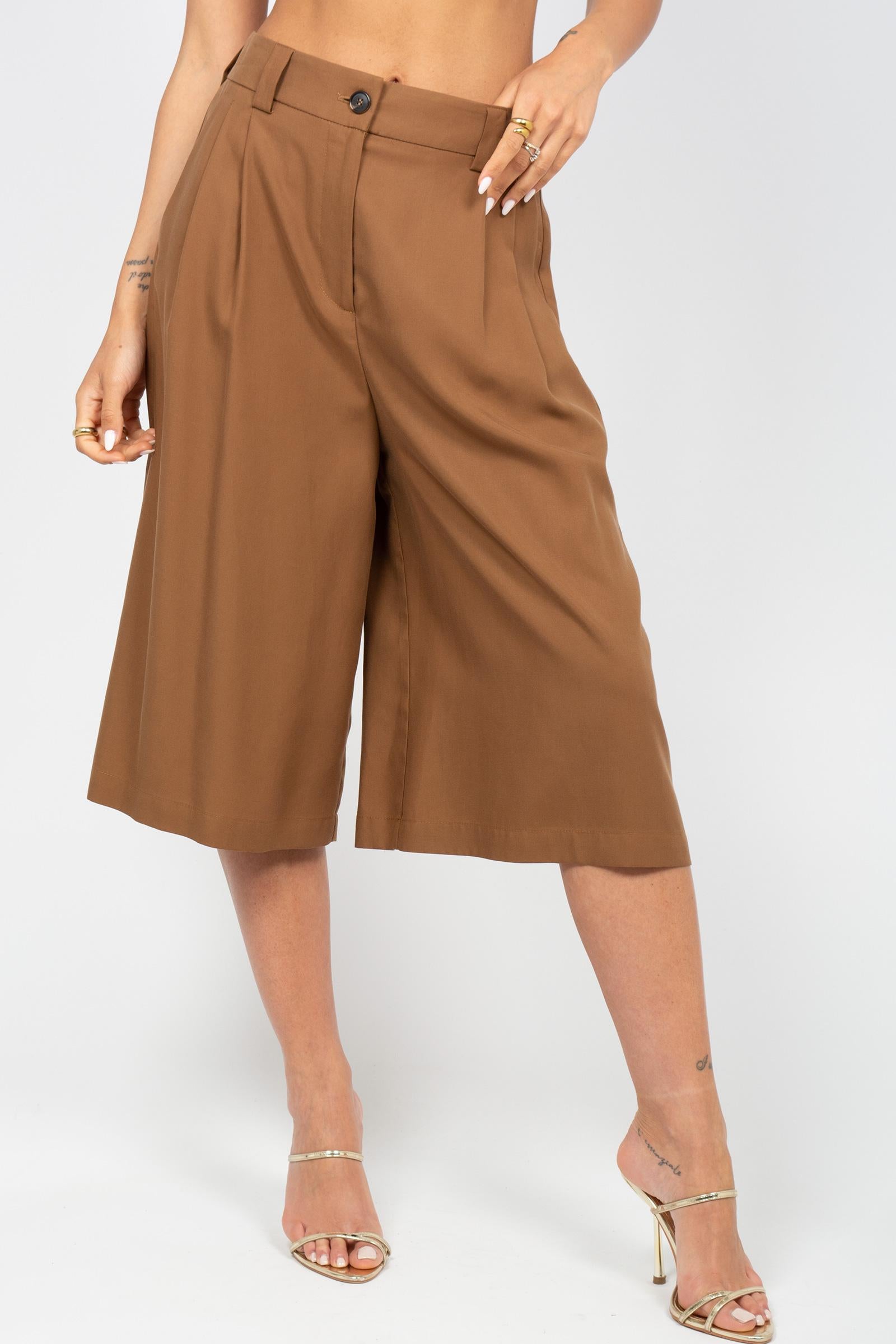 bermuda con pince in viscosa M1AB0082 BRUCIATO SOLOTRE 