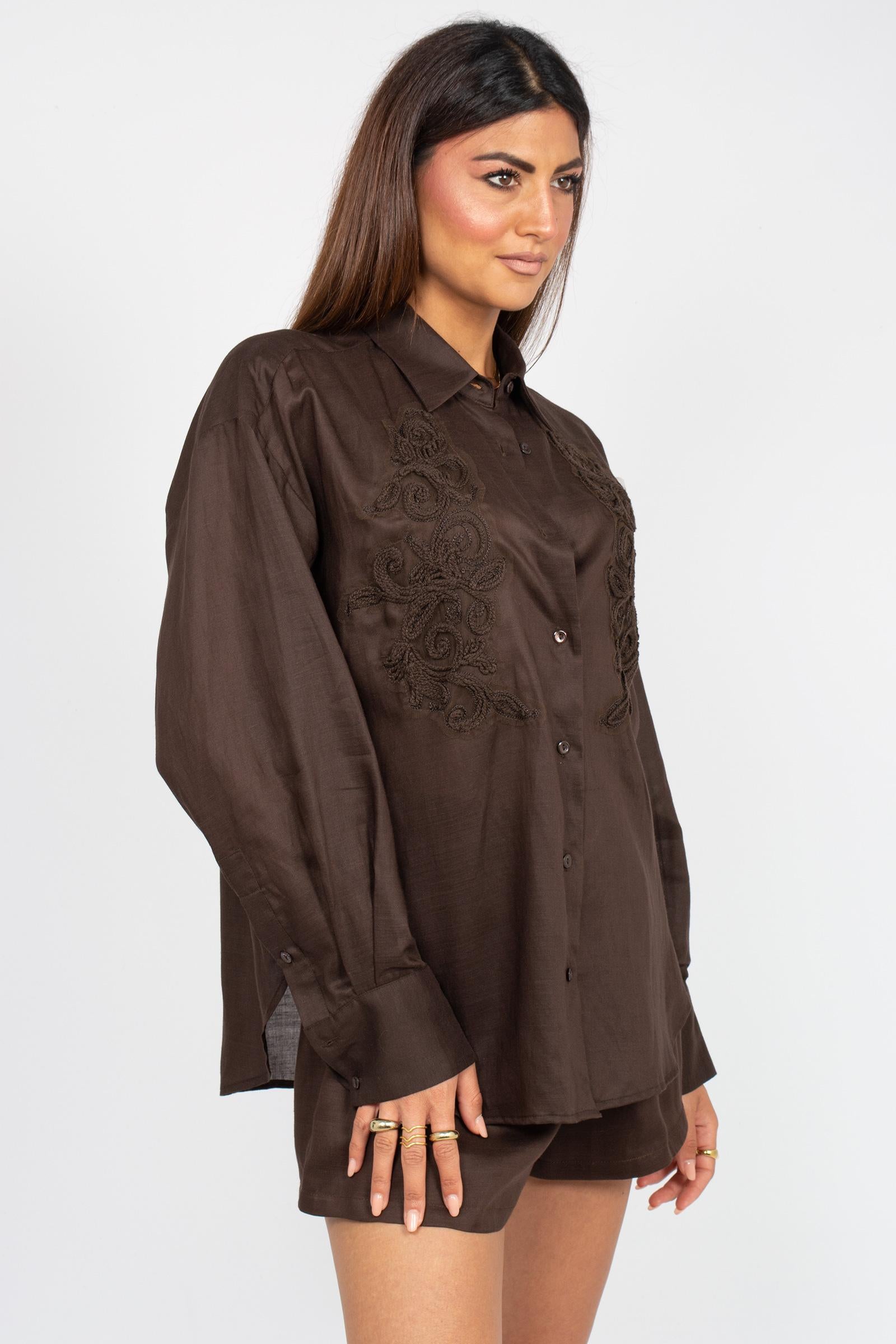 camicia in lino con ricamo D48EK029E37 146 ERMANNO - ERMANNO SCERVINO 