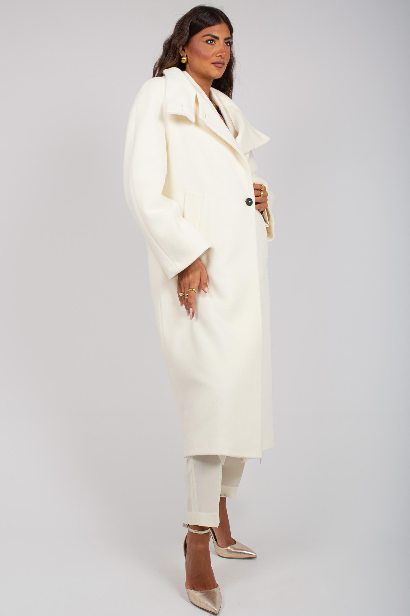 cappotto con collo alto in panno di lana A26032000 201 MOUCHE 