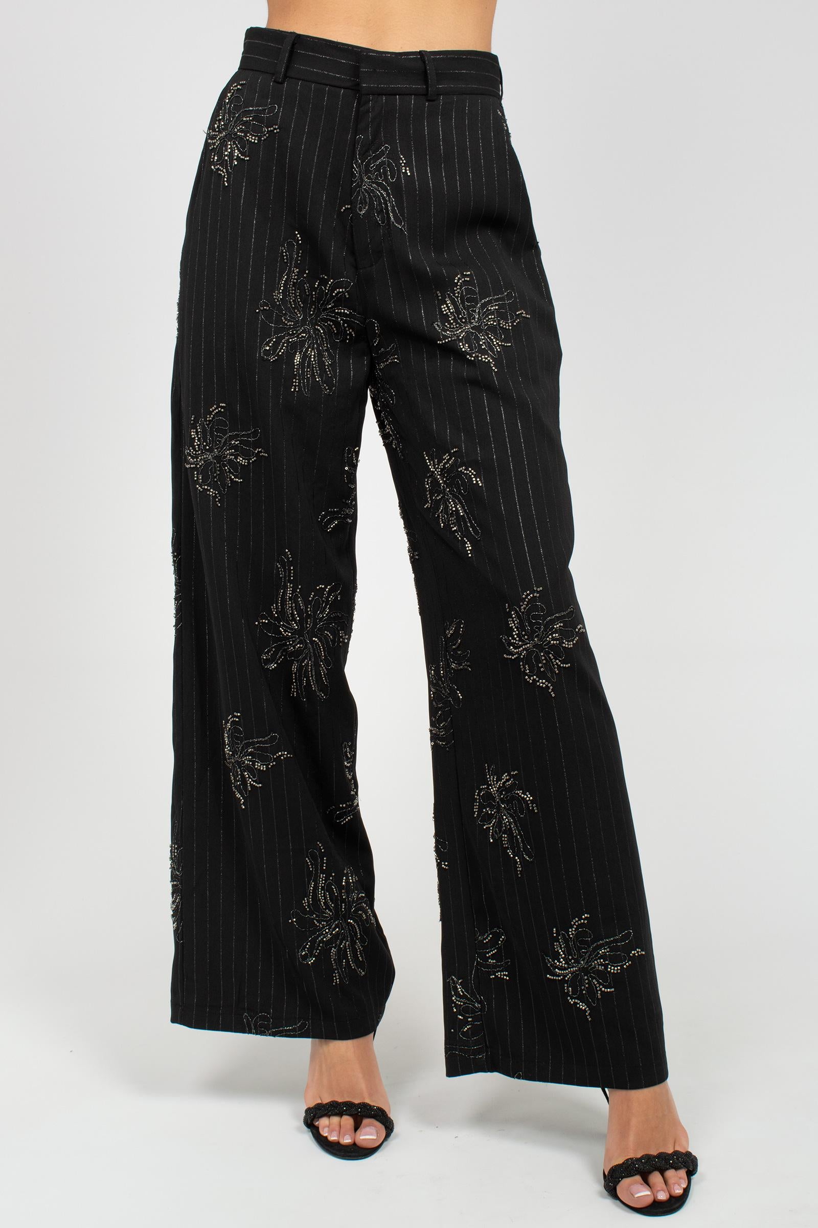pantalone in gabardina ricamata S26PL19 PN12 WEILI ZHENG 