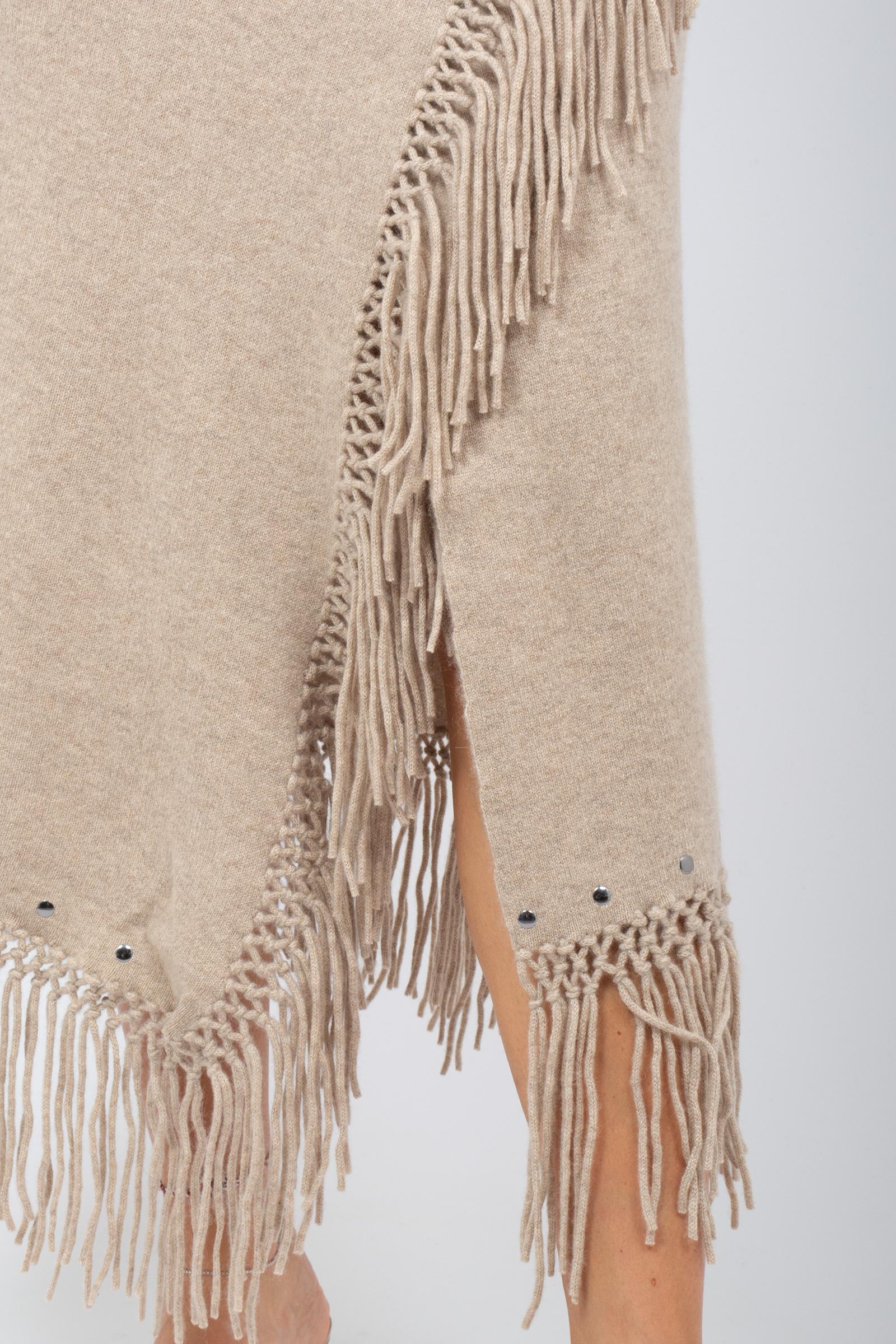 gonna in cashmere con frange 4704112C SANDSTONE NOT SHY 