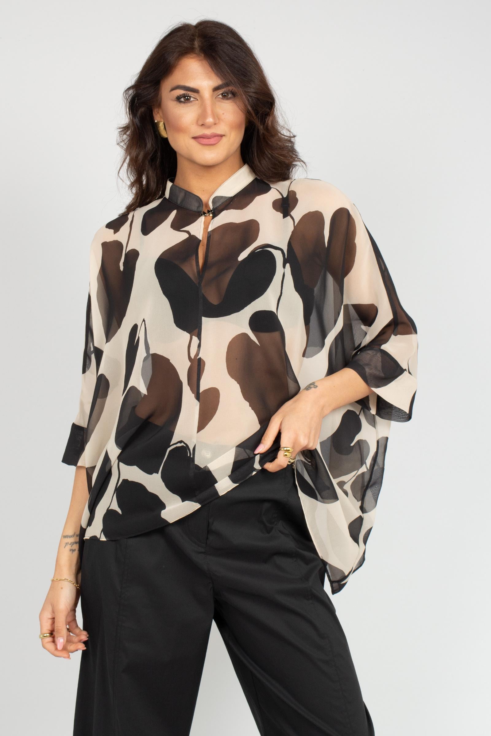 camicia oversize in georgette stampata 2226E100354N 42 DIANA GALLESI 
