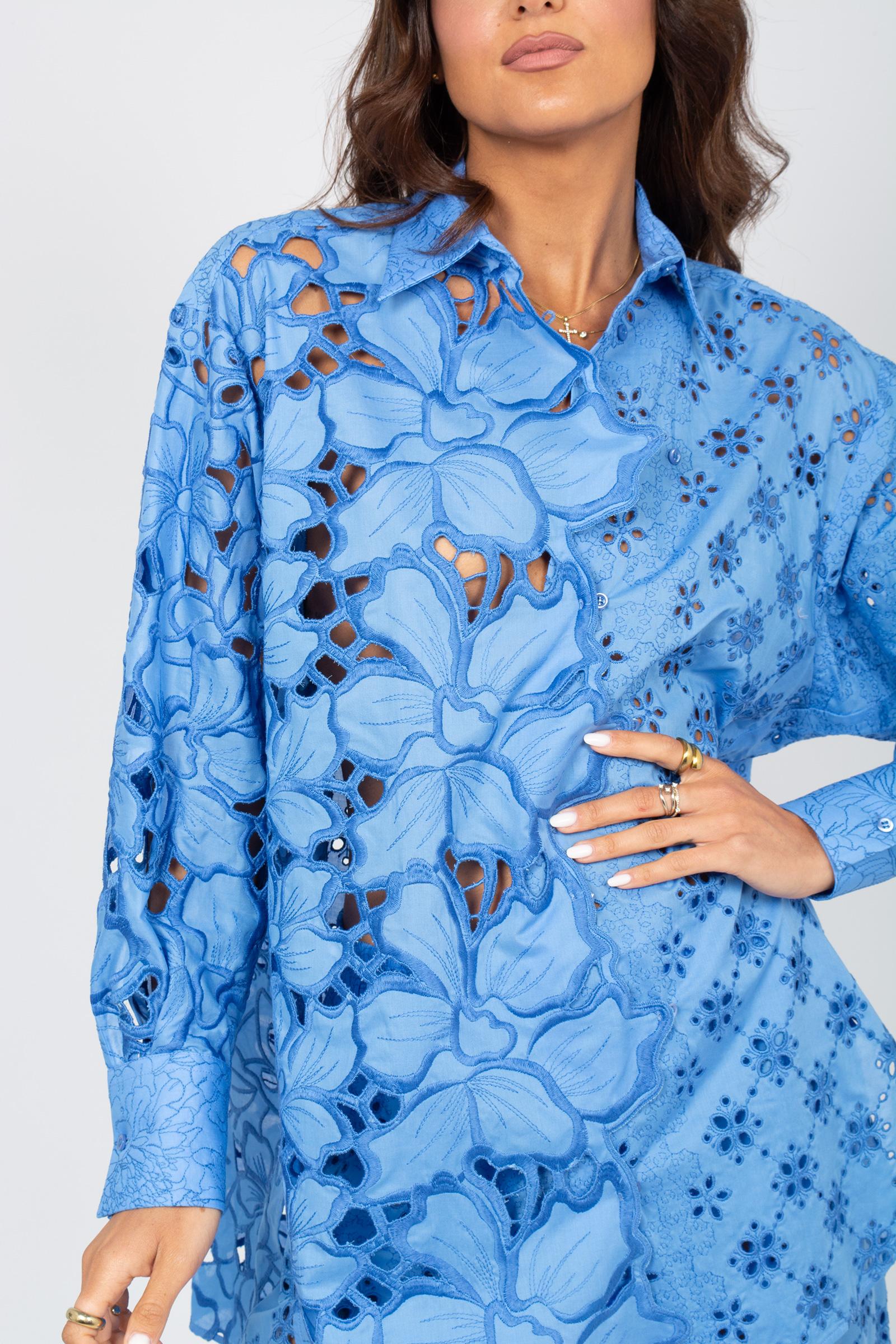 camicia in cotone e macrame D484K605QYD 74037 ERMANNO SCERVINO LIFE 