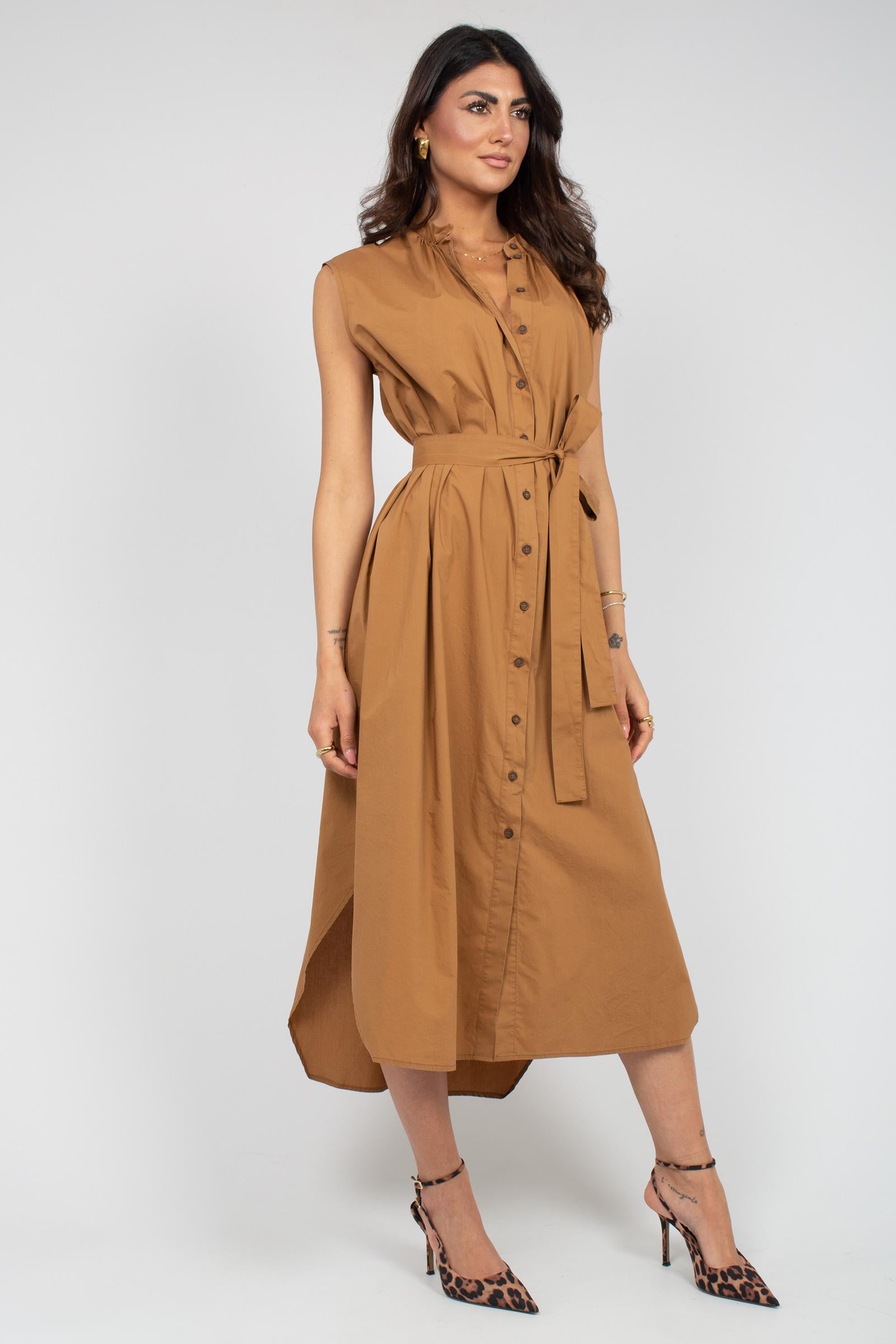 abito lungo in cotone con cintura VENNY307 1352 HANAMI D'OR 