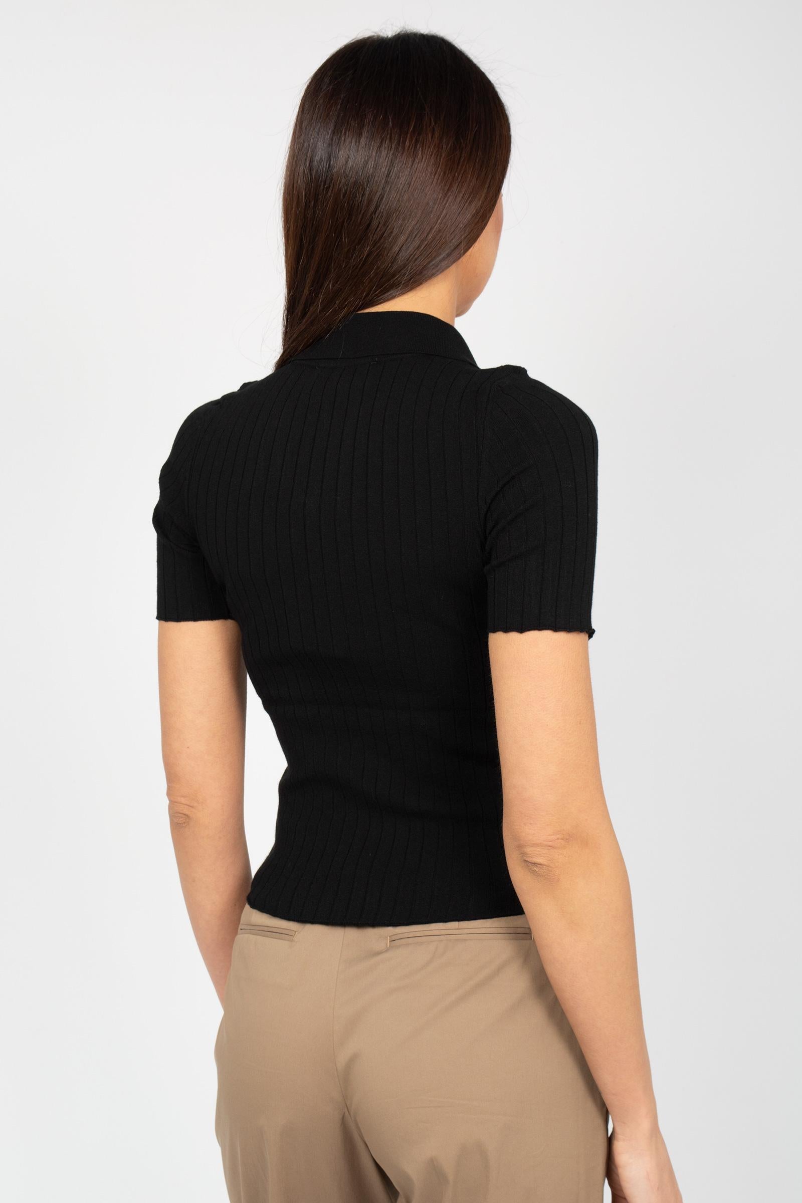 polo a coste in viscosa M3AB0004 BLACK SOLOTRE 