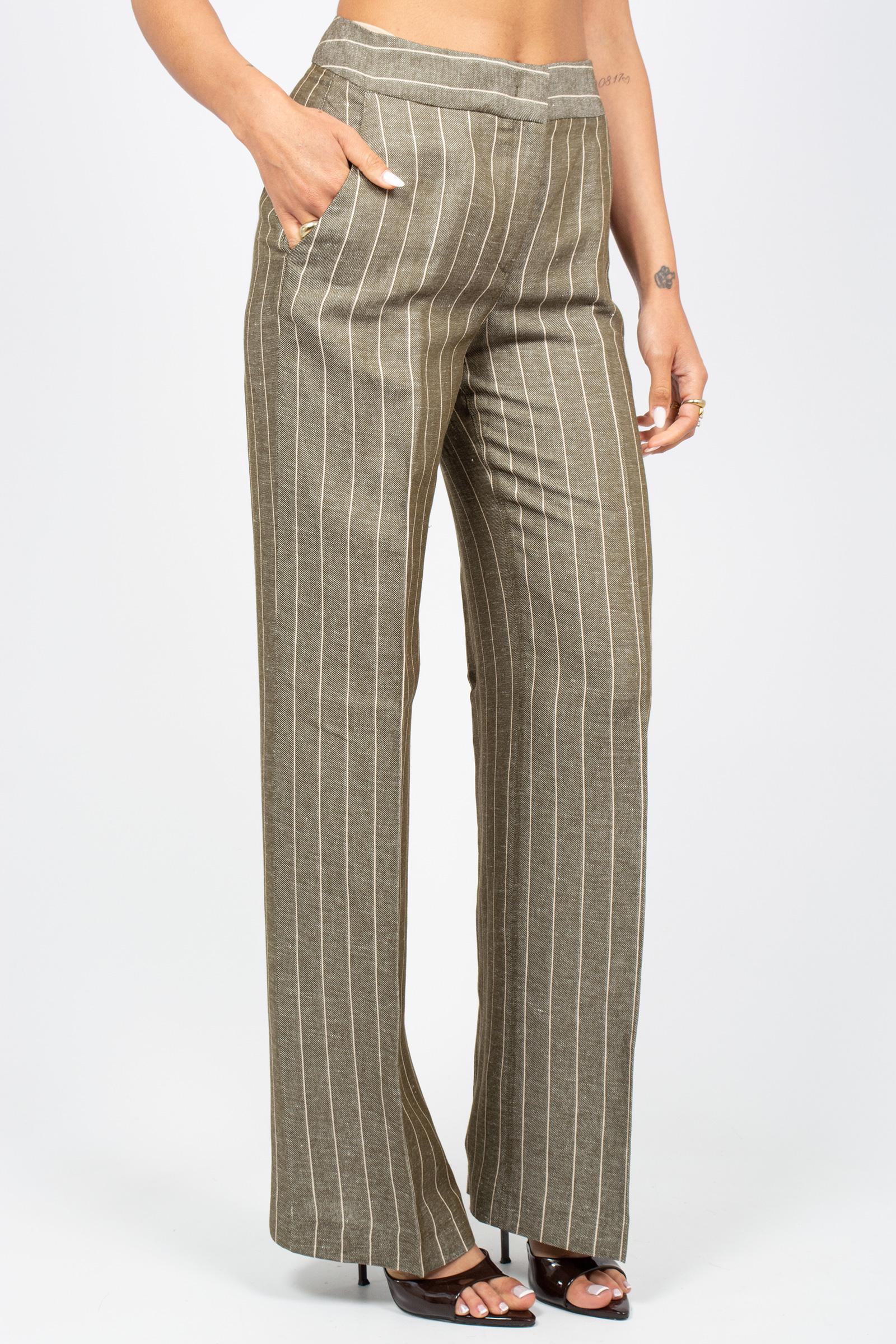 pantalone in lino e viscosa P26M976MF KAKISABBIA VIA MASINI 80 
