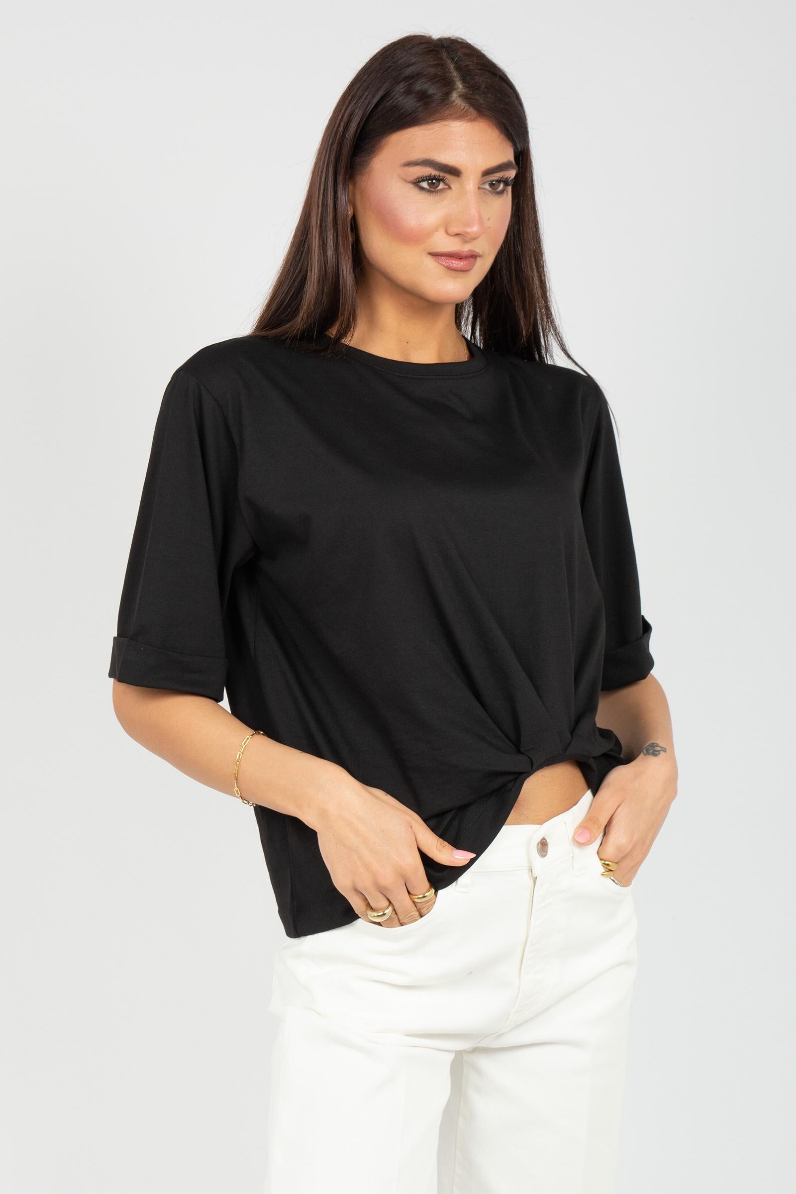 t-shirt in jersey e popeline di cotone MJ2123820476 999 SEVENTY 