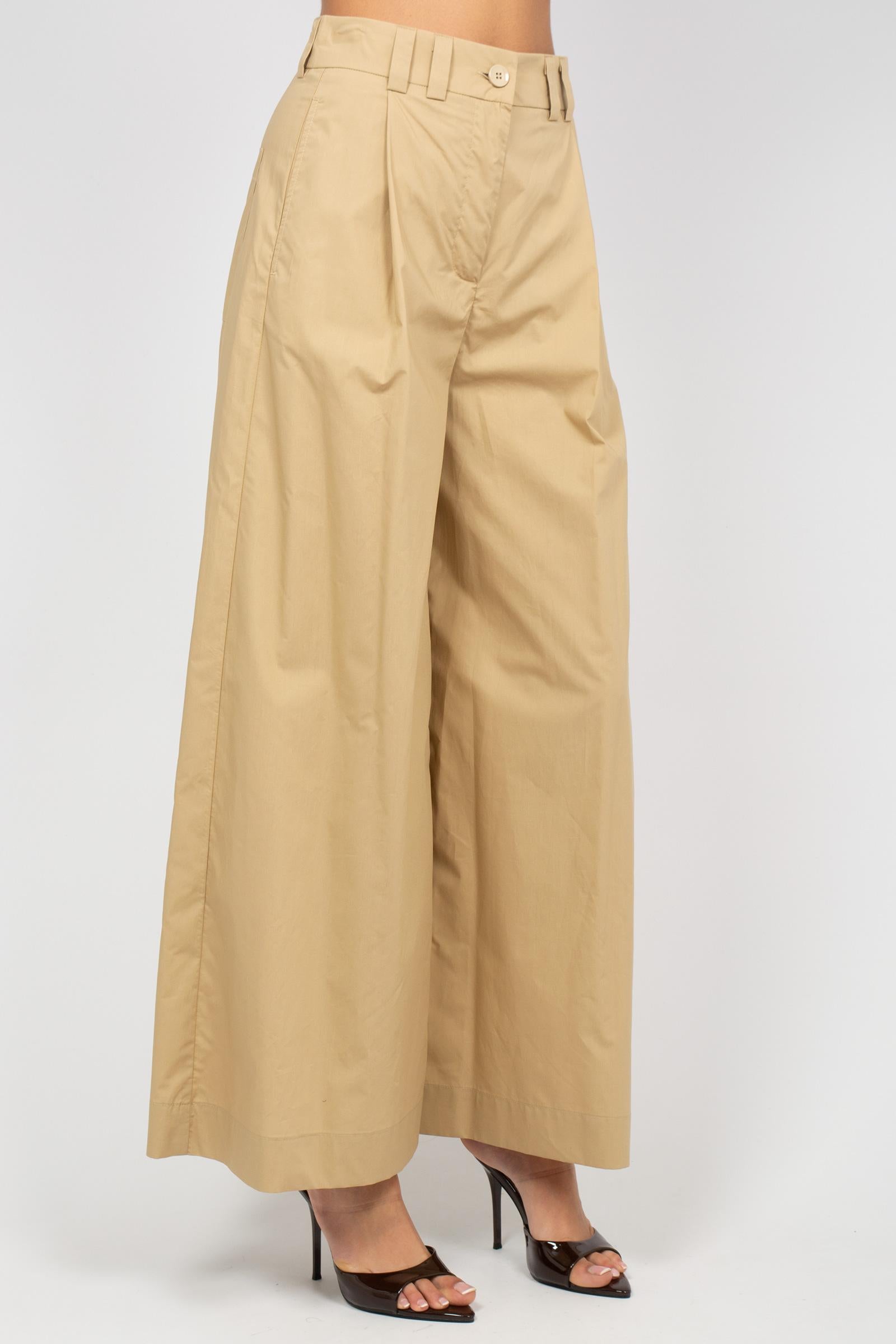 pantalone in popeline di cotone M1AB0084 BEIGE SOLOTRE 