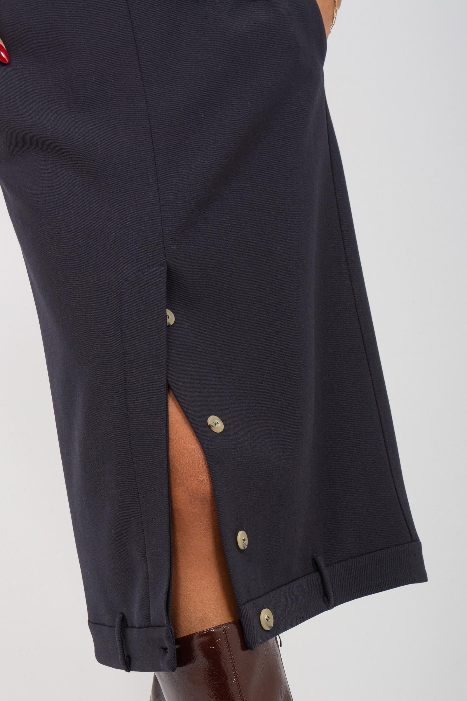 gonna in gabardine di lana M1F0043 BLU SOLOTRE 