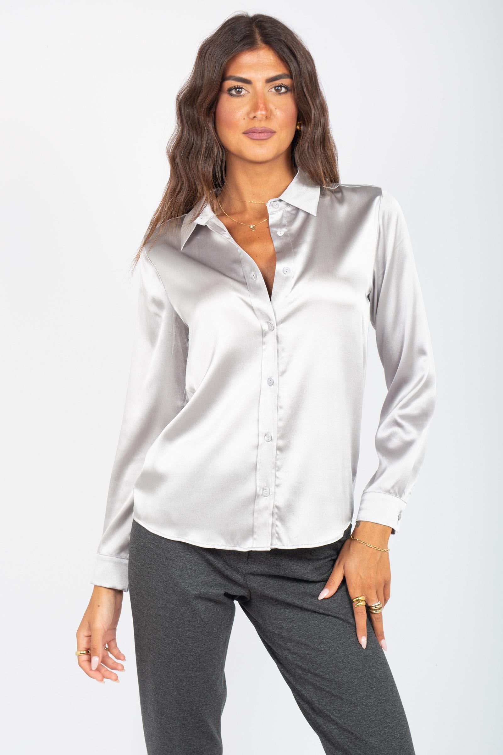 camicia in viscosa e seta strech 255M1004 009 MAIDA MILA 