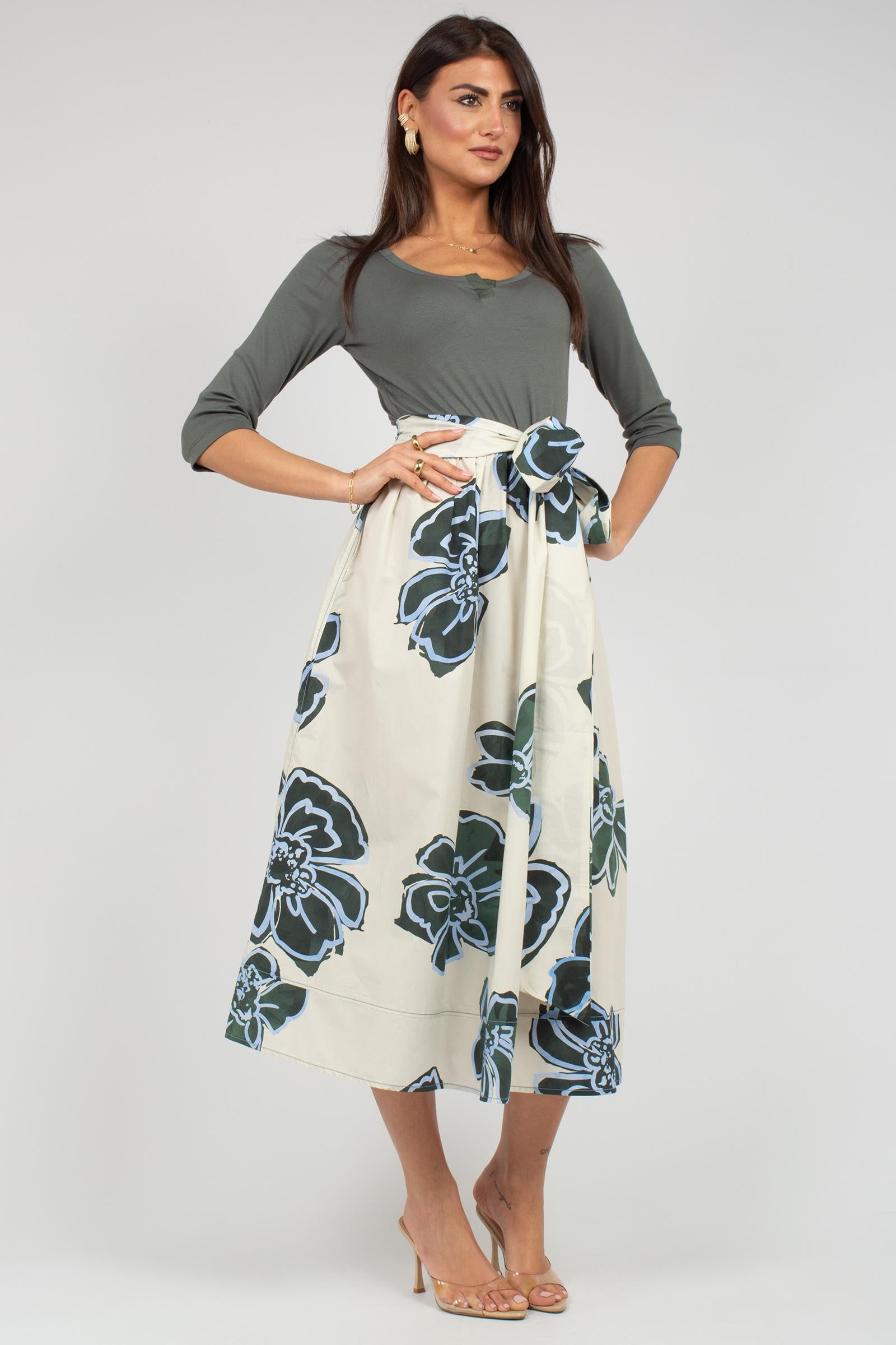 abito in cotone stampato S7399V9590 428 ROSSO 35 