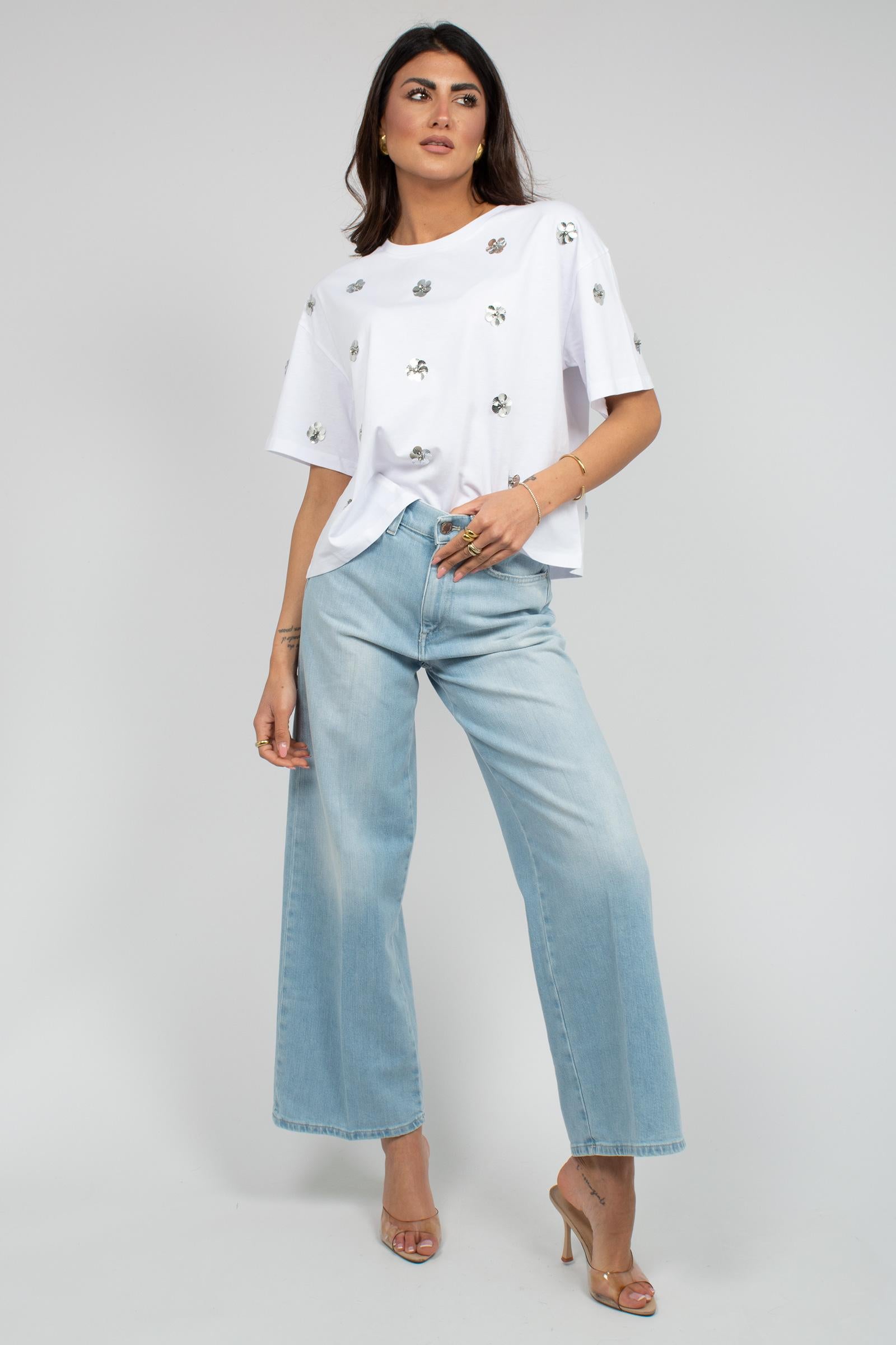 t-shirt in cotone con applicazioni G053R000658N 01 DIANA GALLESI 