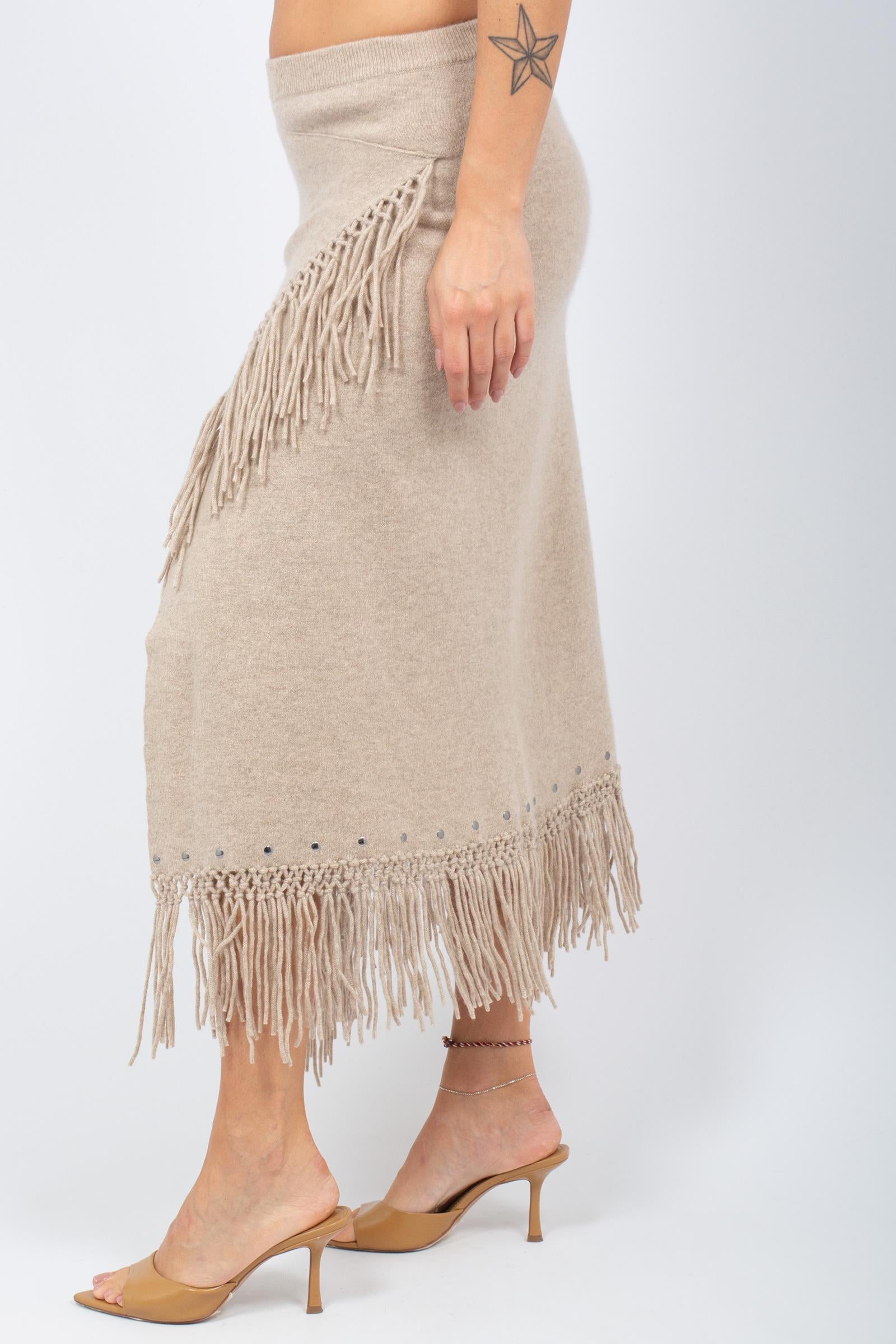 gonna in cashmere con frange 4704112C SANDSTONE NOT SHY 