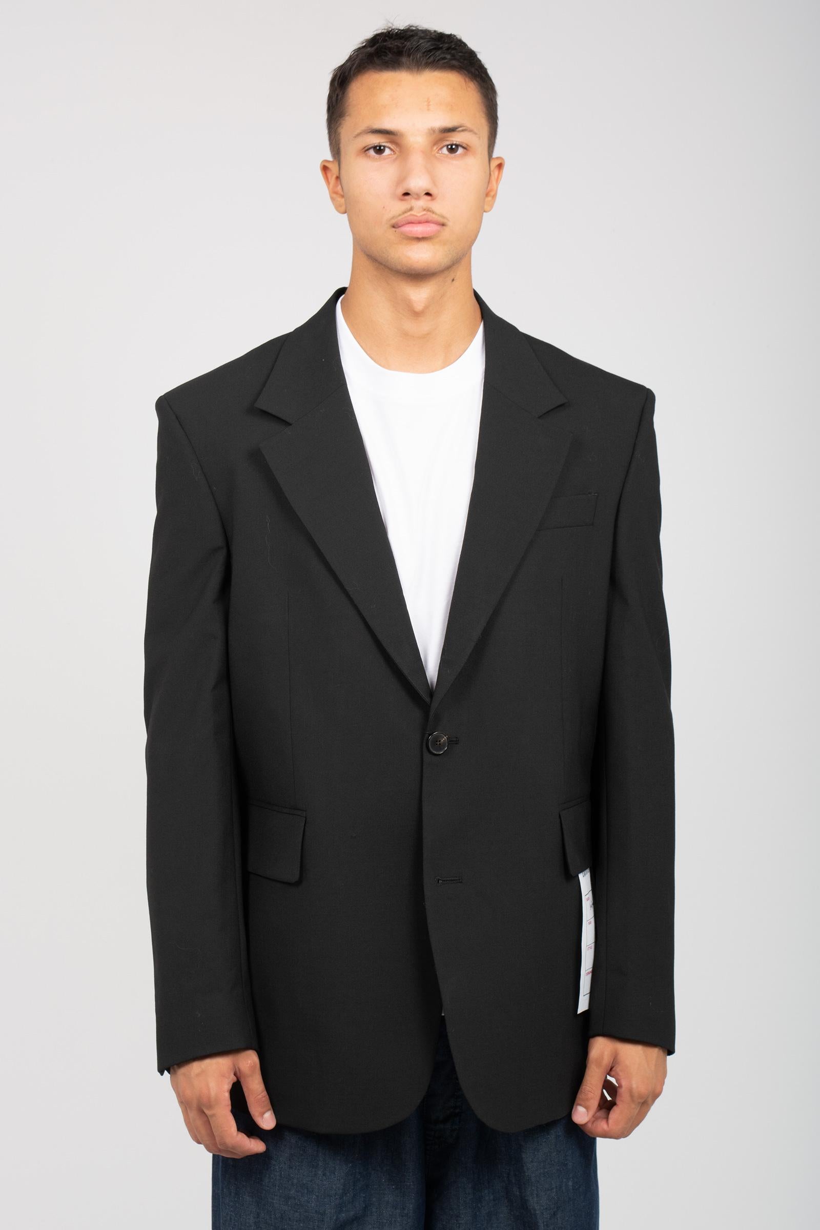 giacca oversize in misto lana B6D0057 NERO AMARANTO 