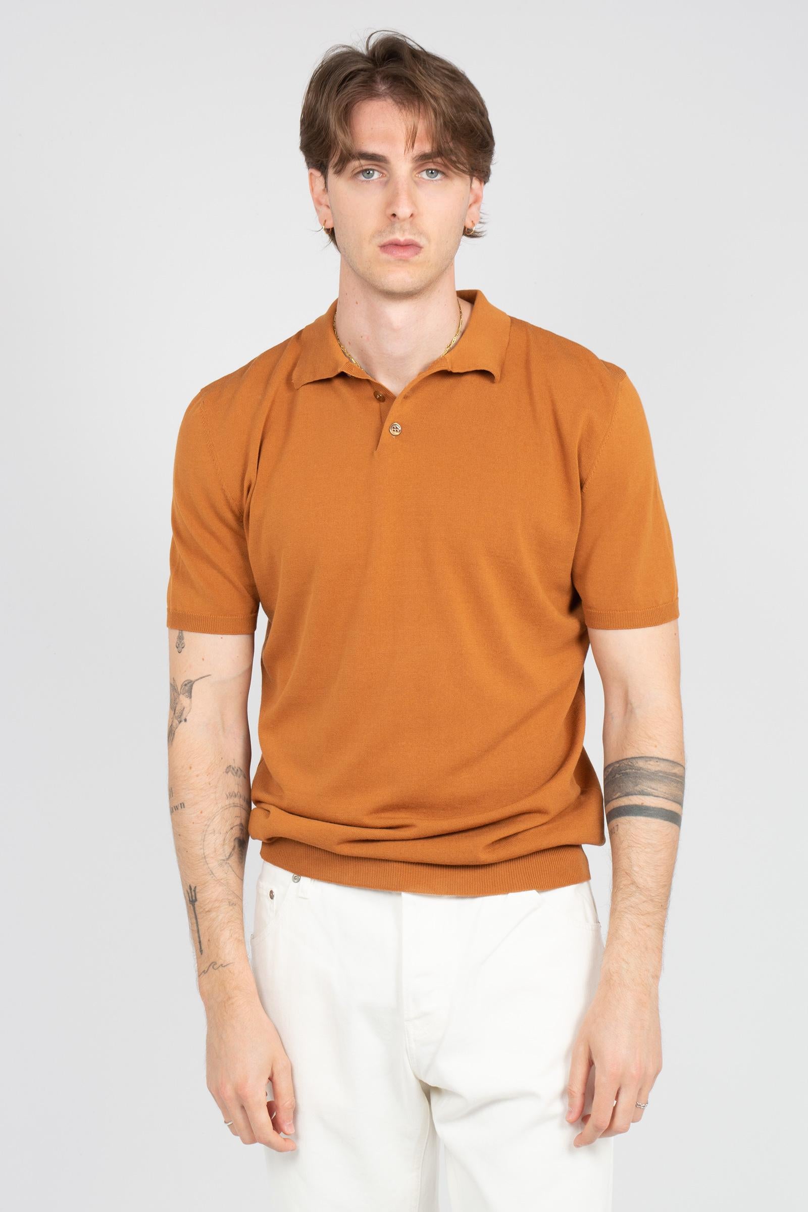 polo in cotone B9AB0051 TABACCO AMARANTO 
