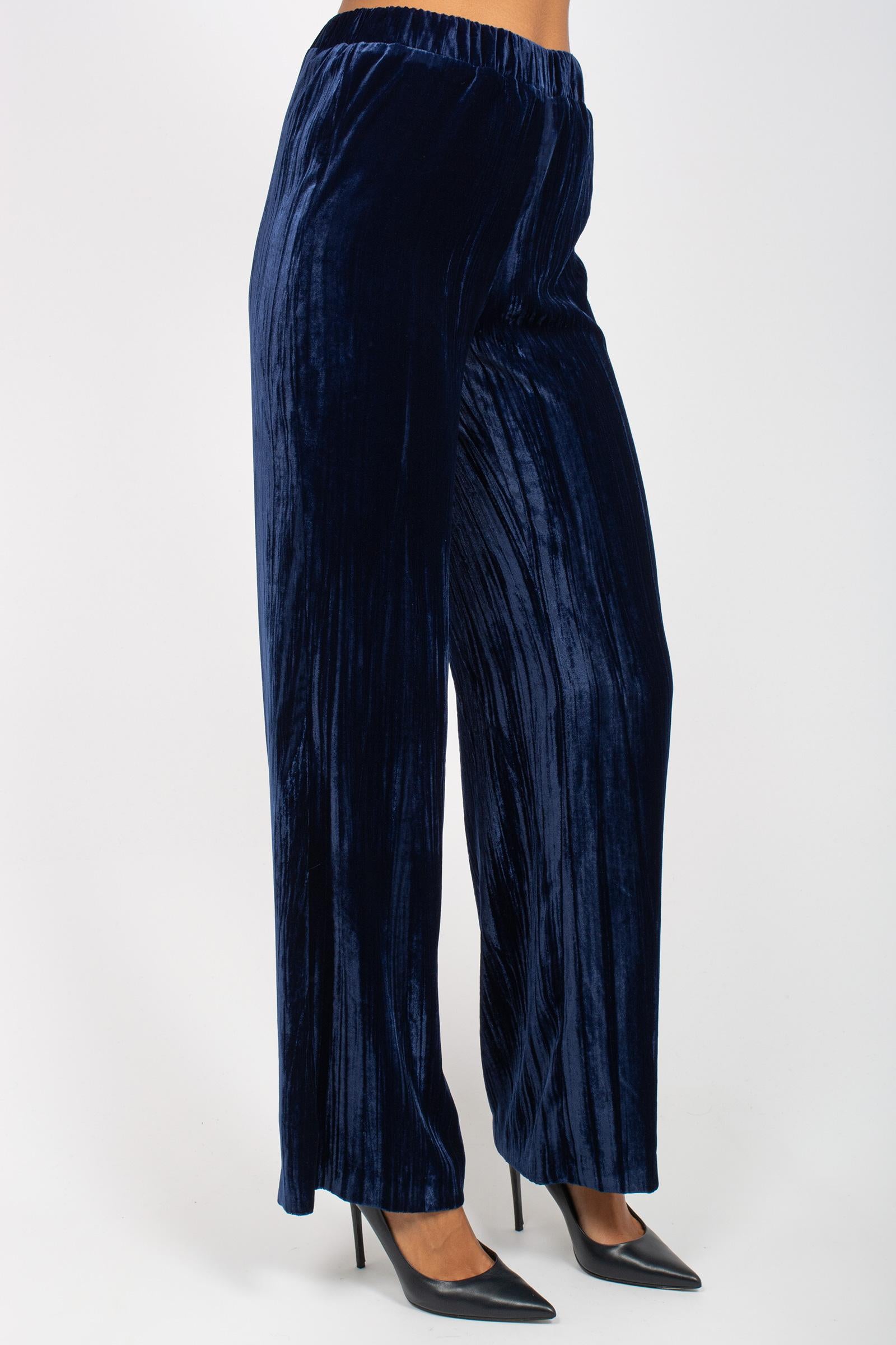 pantalone in velluto striato P009LIONE BLU SANGERMANO 