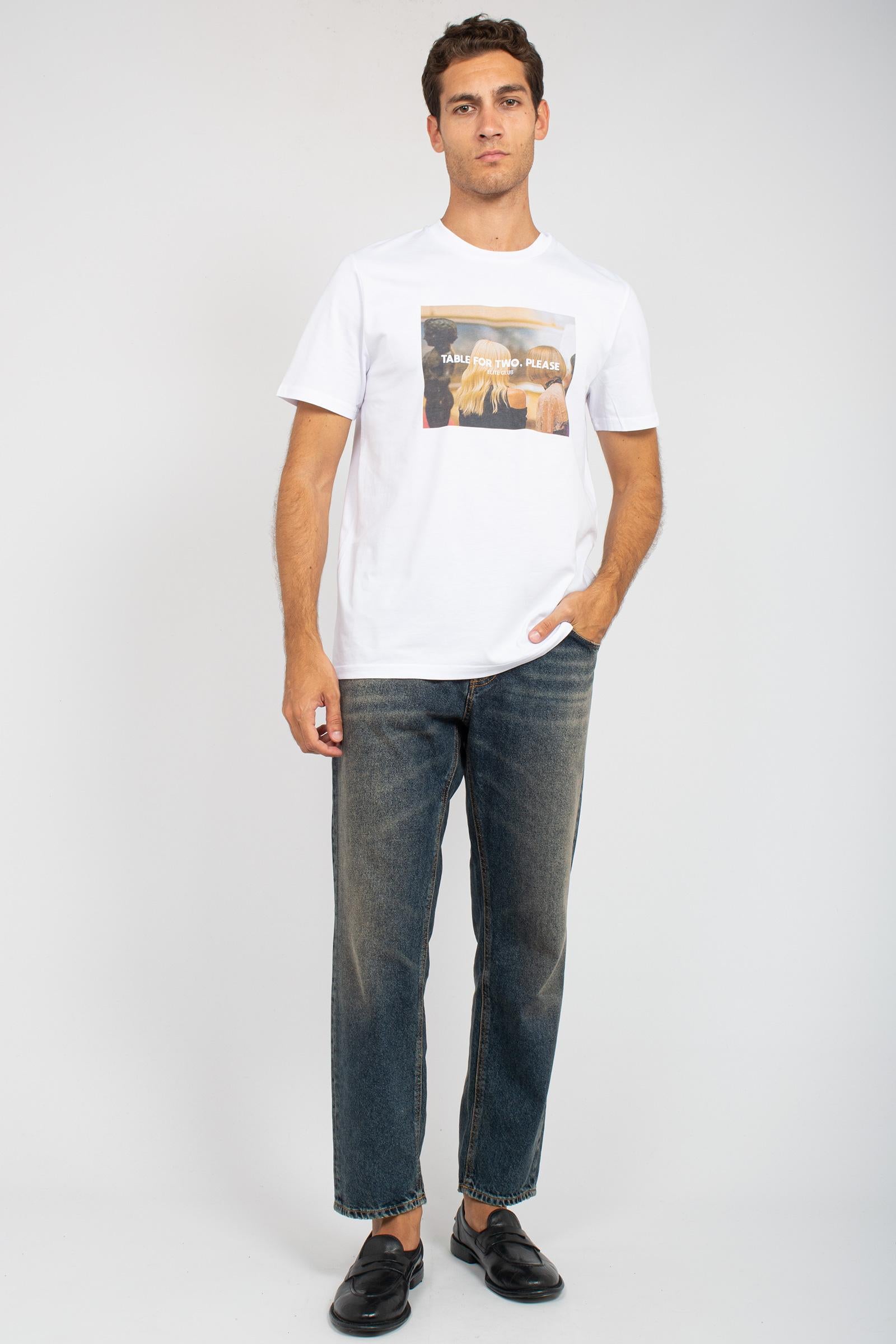 t-shirt in cotone &#39; table for two&#39; TSBASIC949TABLE WHT ELITE 