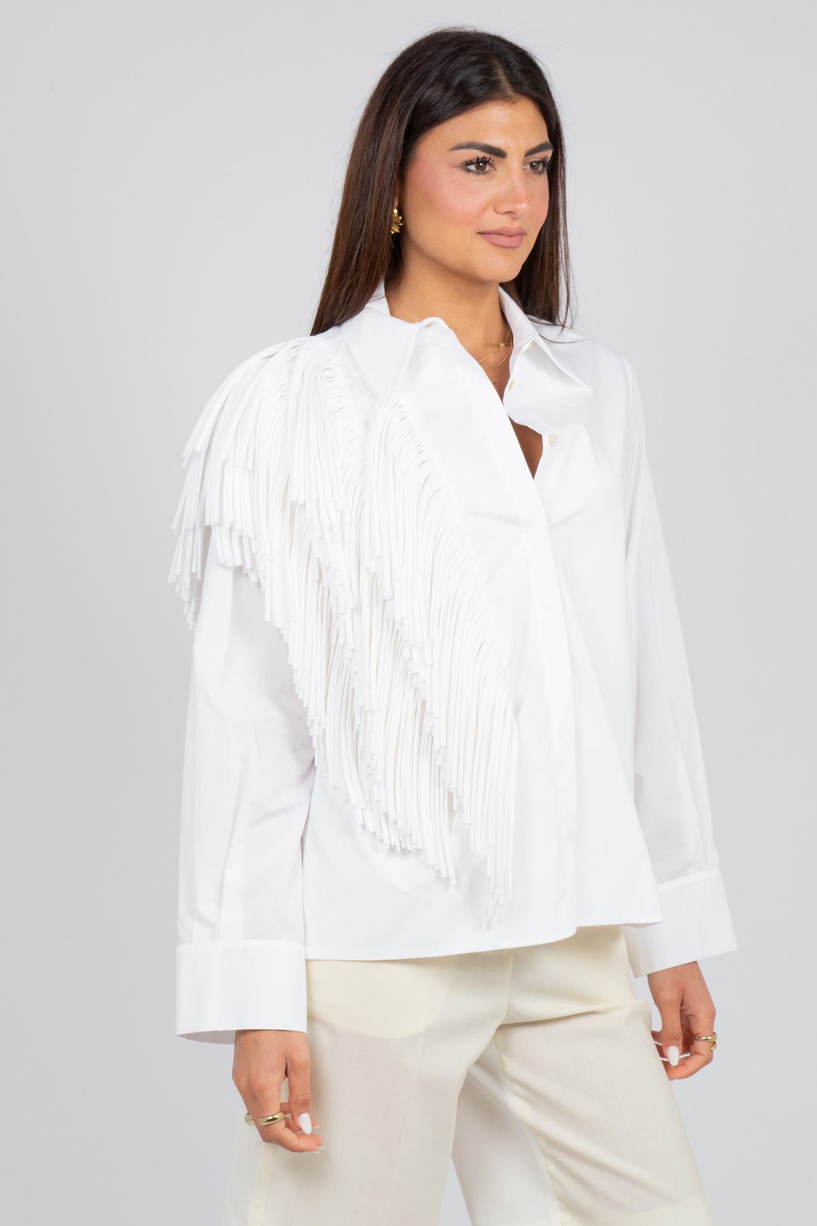 camicia in cotone con frange 'jace' P6SJ02 A01 ERIKA CAVALLINI 