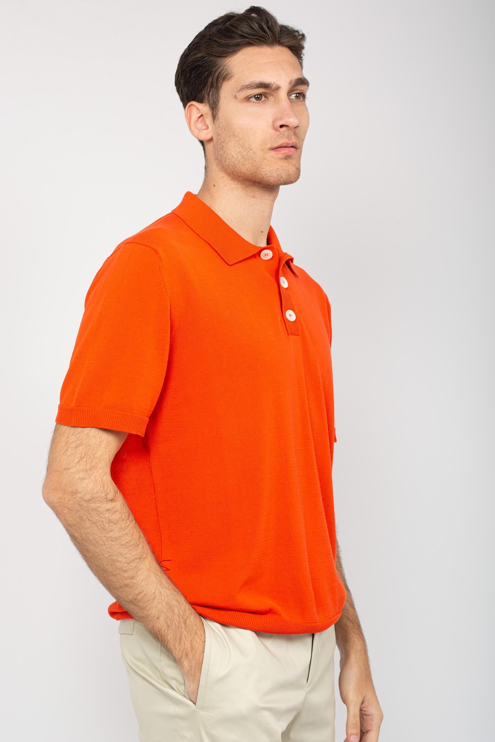 polo in filo di cotone B9D0013D ARANCIO AMARANTO 
