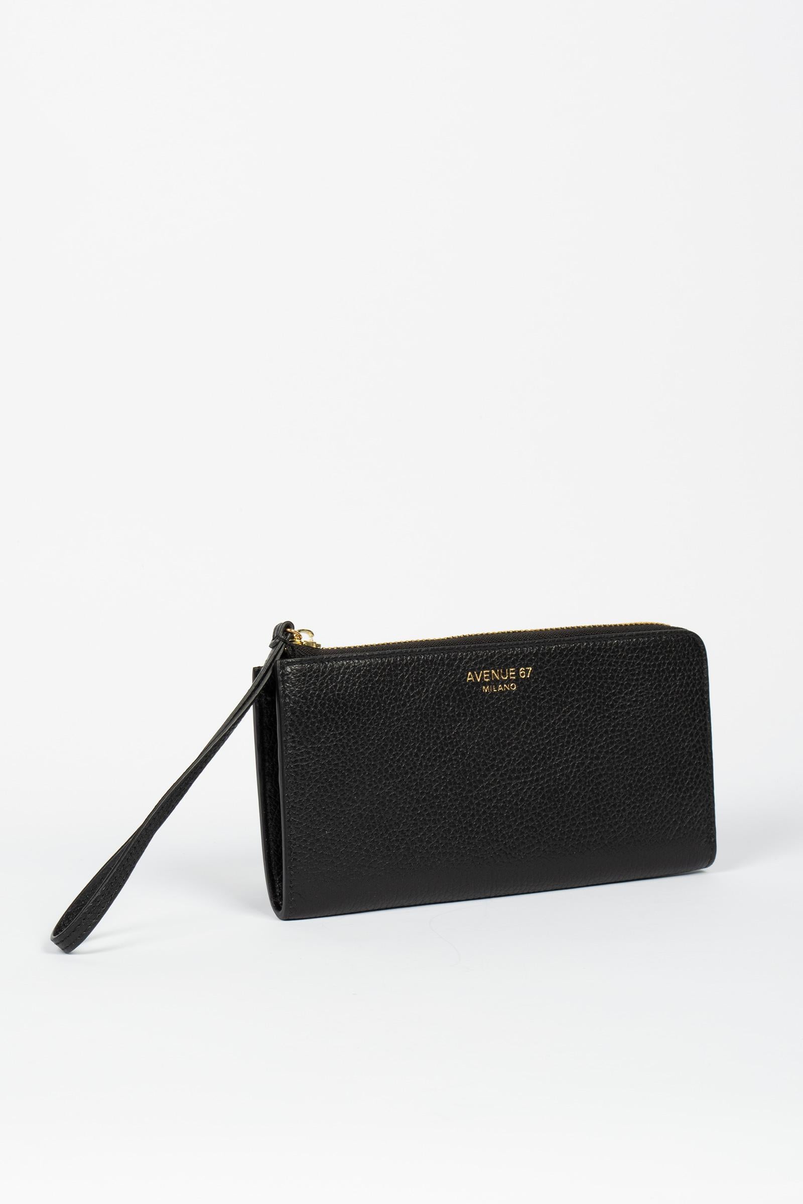 portafoglio con zip in nappa 'sam' SAMDOLLARO NERO AVENUE 67 