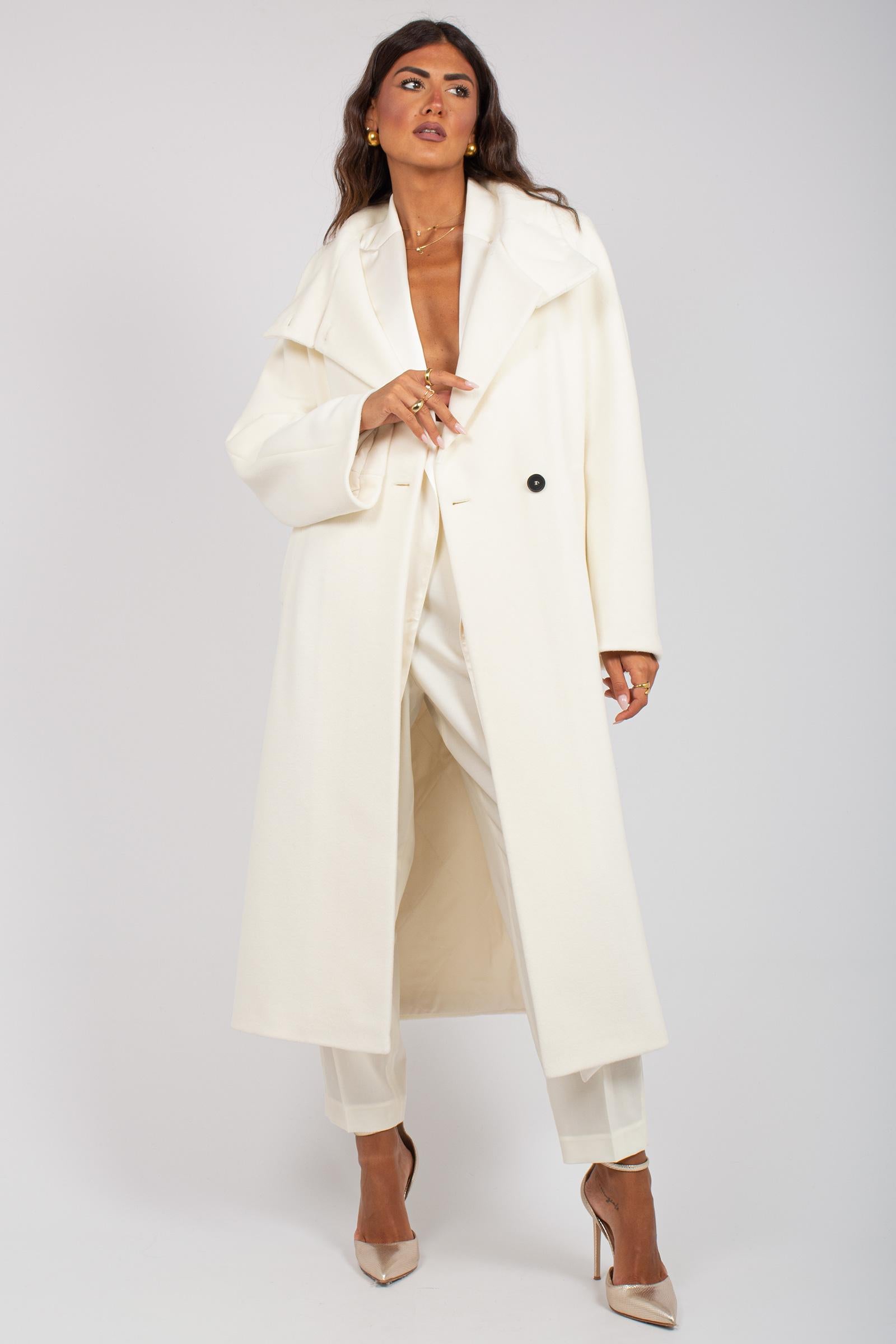 cappotto con collo alto in panno di lana A26032000 201 MOUCHE 
