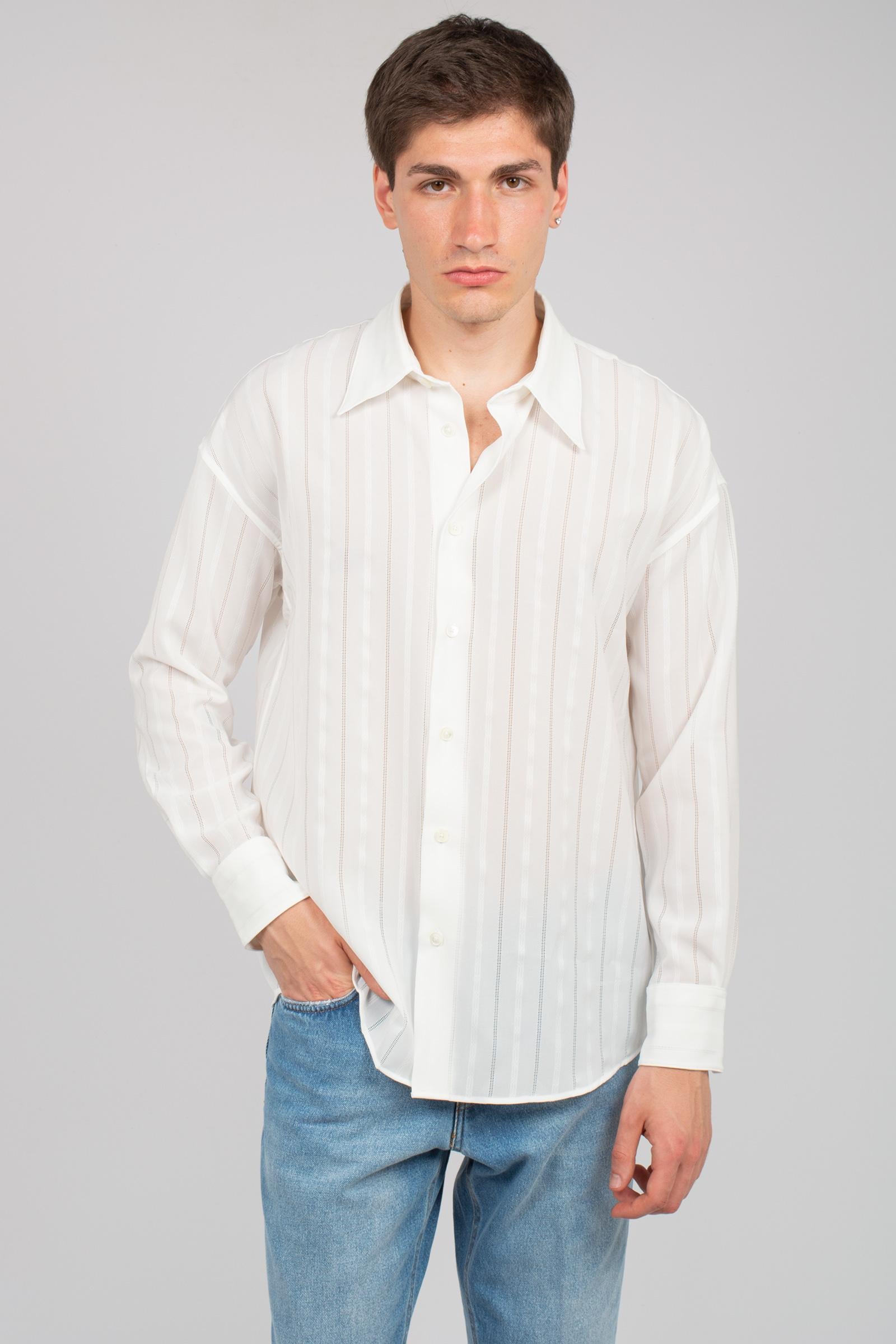 camicia oversize con tramatura 850514 ECRU STUDIO SEIDENSTICKER 