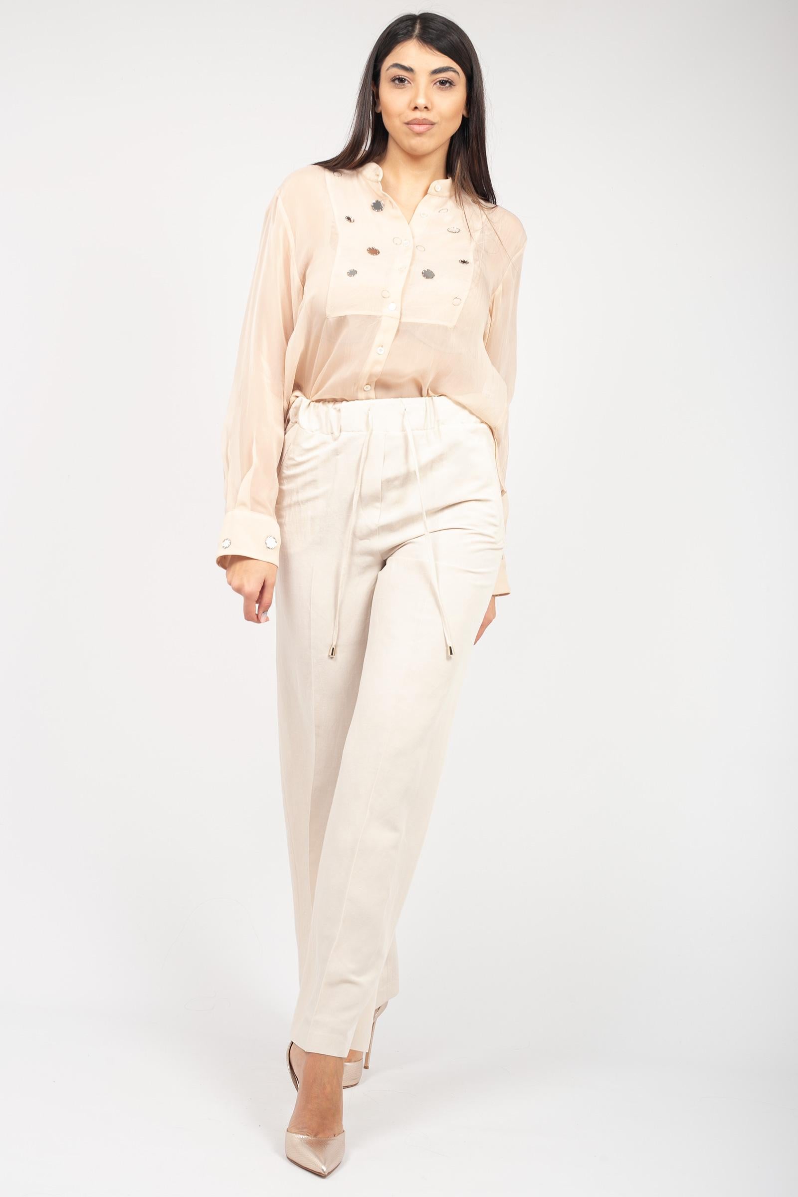 pantalone in misto lino e viscosa P827LINOVISC BEIGE SANGERMANO 