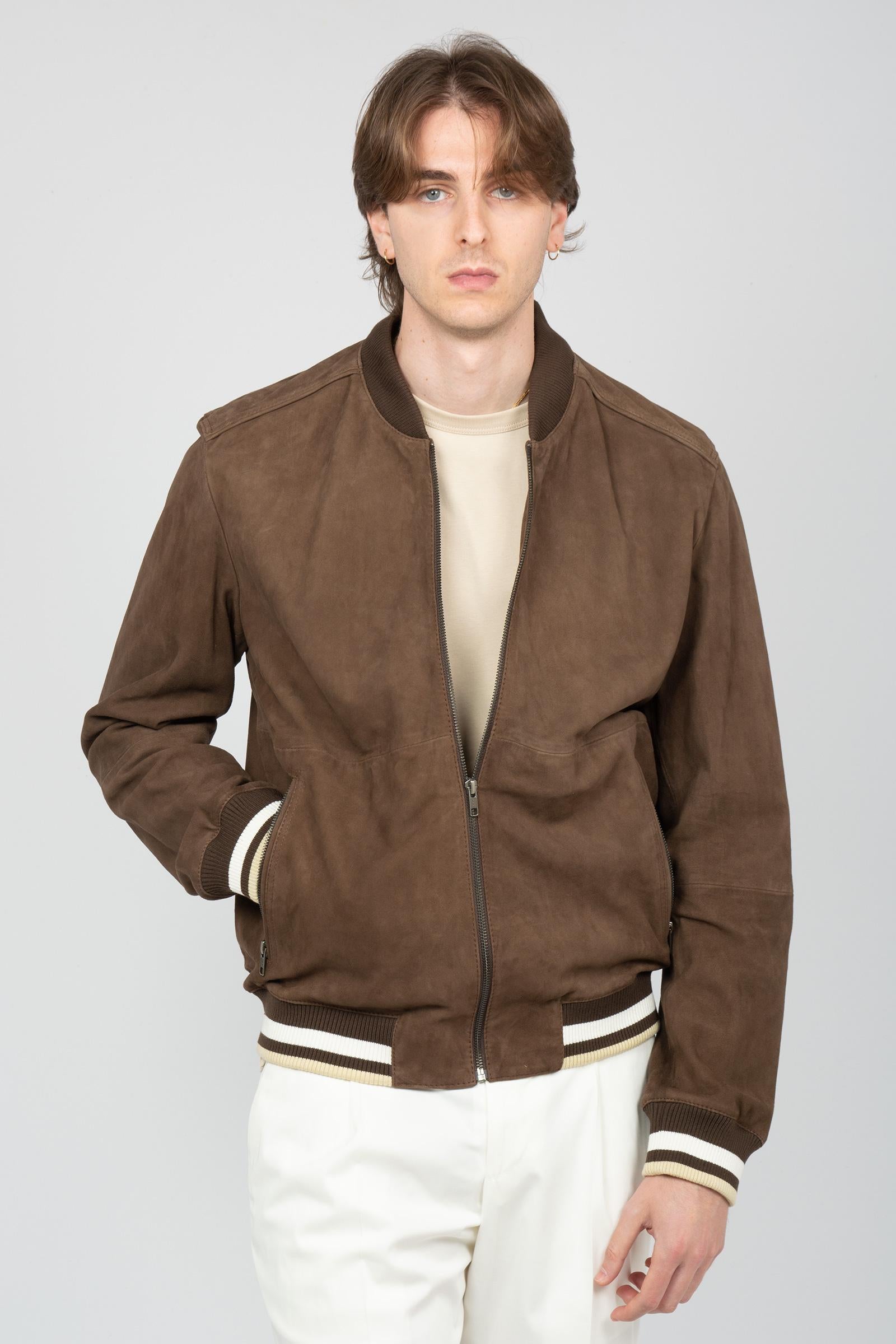 College jacket in suede B6AB0093 MORO AMARANTO 