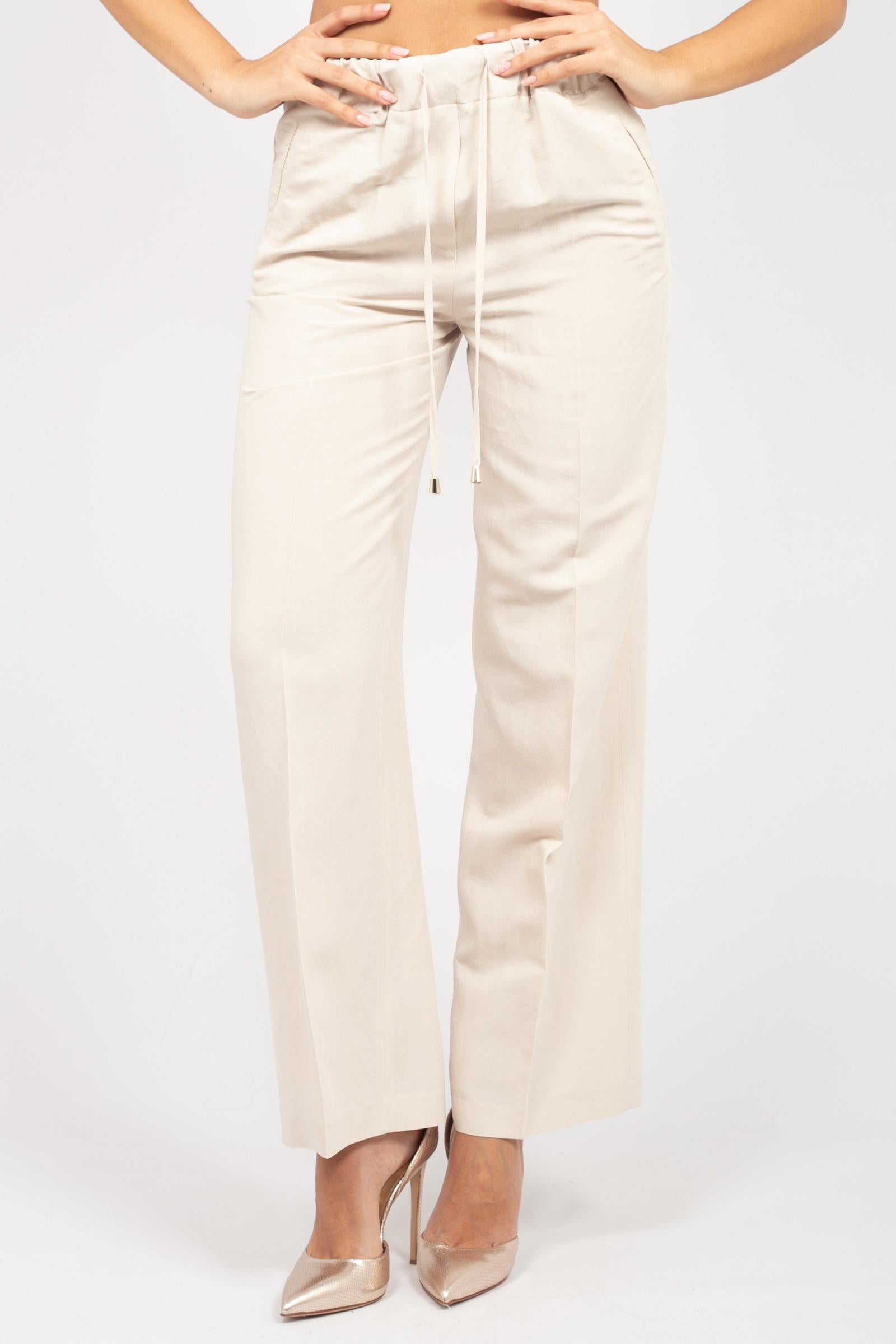 pantalone in misto lino e viscosa P827LINOVISC BEIGE SANGERMANO 